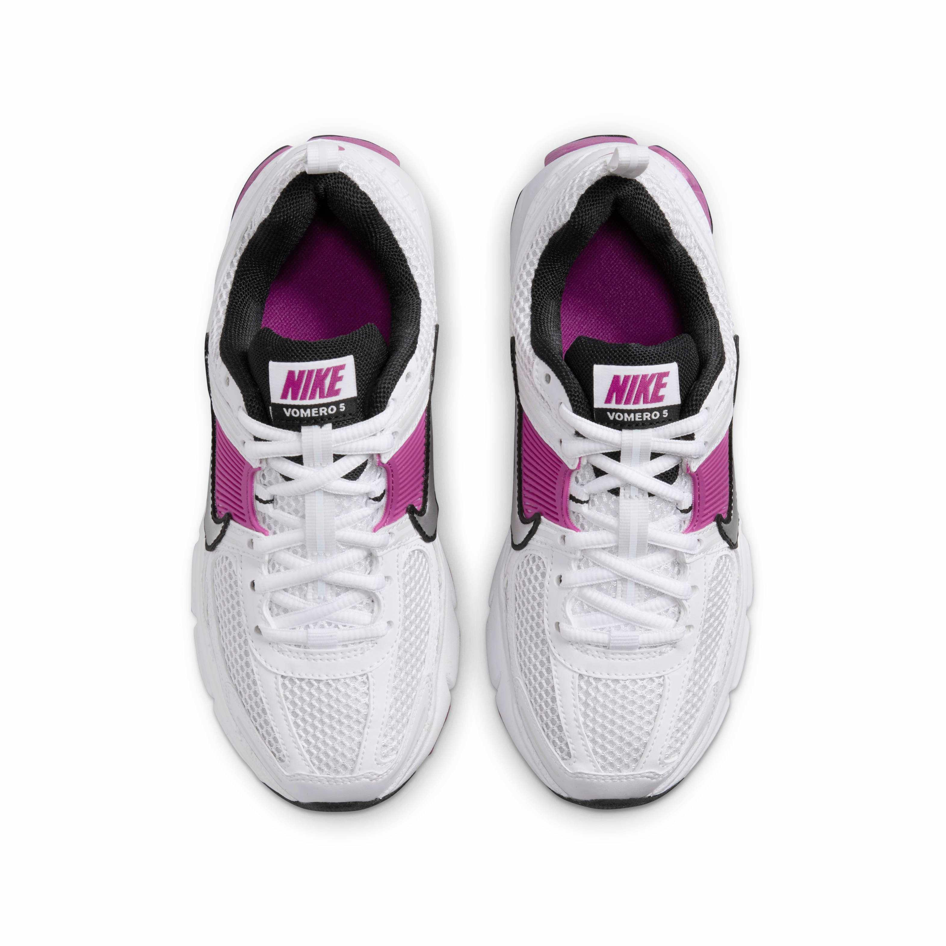Nike Vomero 5 Grade School Girls' "White/Pure Platinum/Hot Fuchsia/Metallic Platinum" Shoe