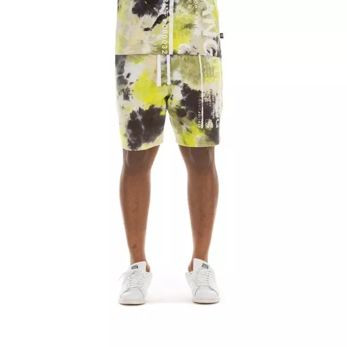 Hustle Gang Men's Abstract Shorts - Yellow/Black - YELLOW/BLACK