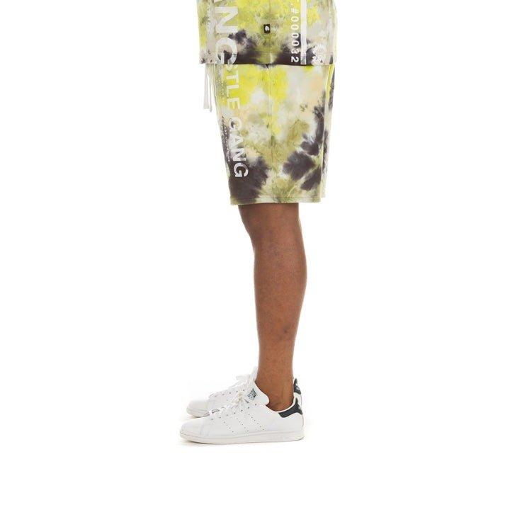 Hustle Gang Men's Abstract Shorts - Yellow/Black - YELLOW/BLACK Thumbnail View 3
