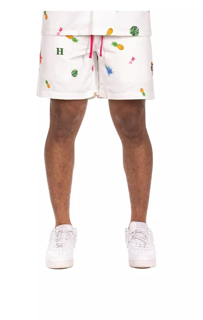 Hustle Gang Men's Spiritzer Shorts - White - WHITE