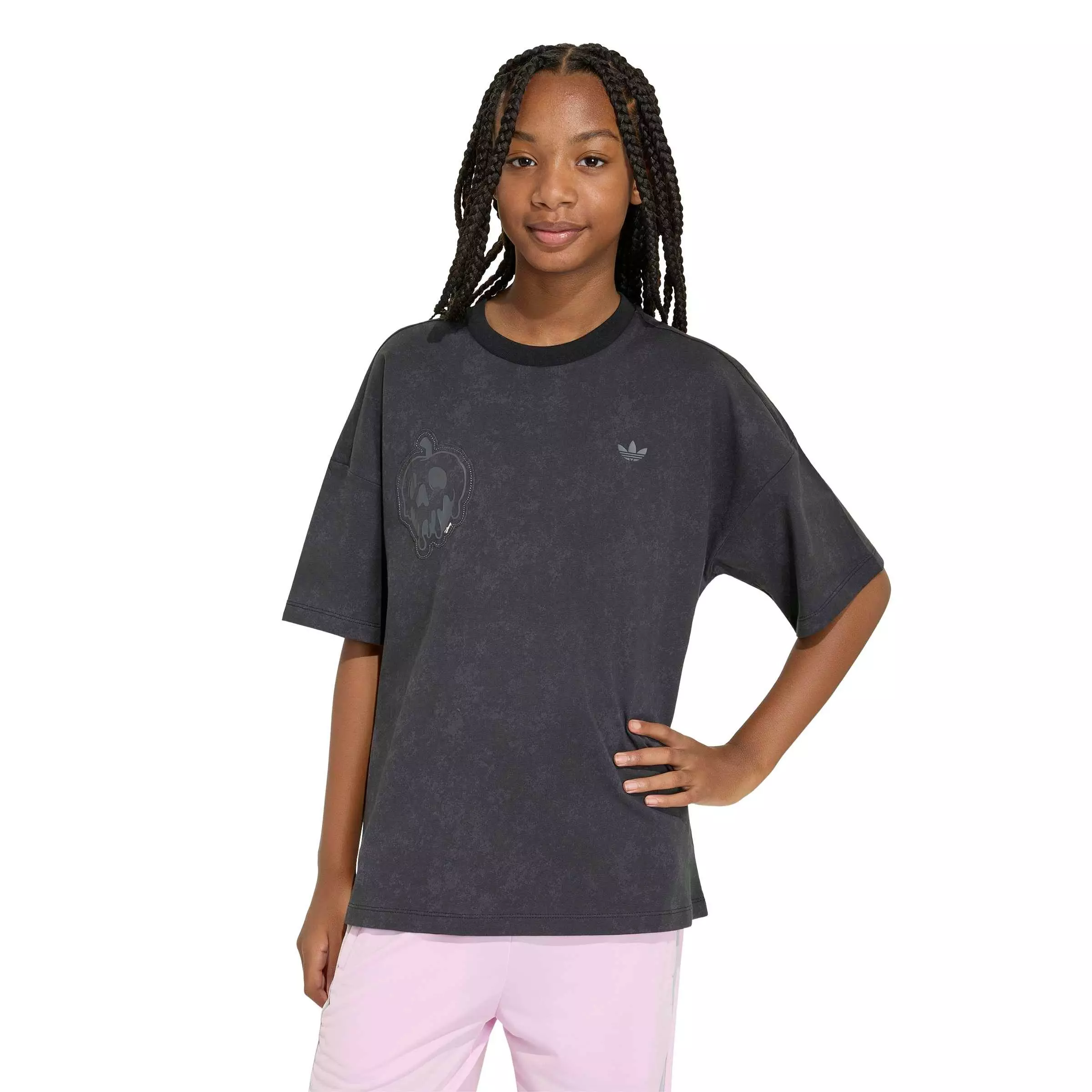 adidas Originals Big Girls' Disney Villains Oversized Washed Tee Shirt - Black - BLACK