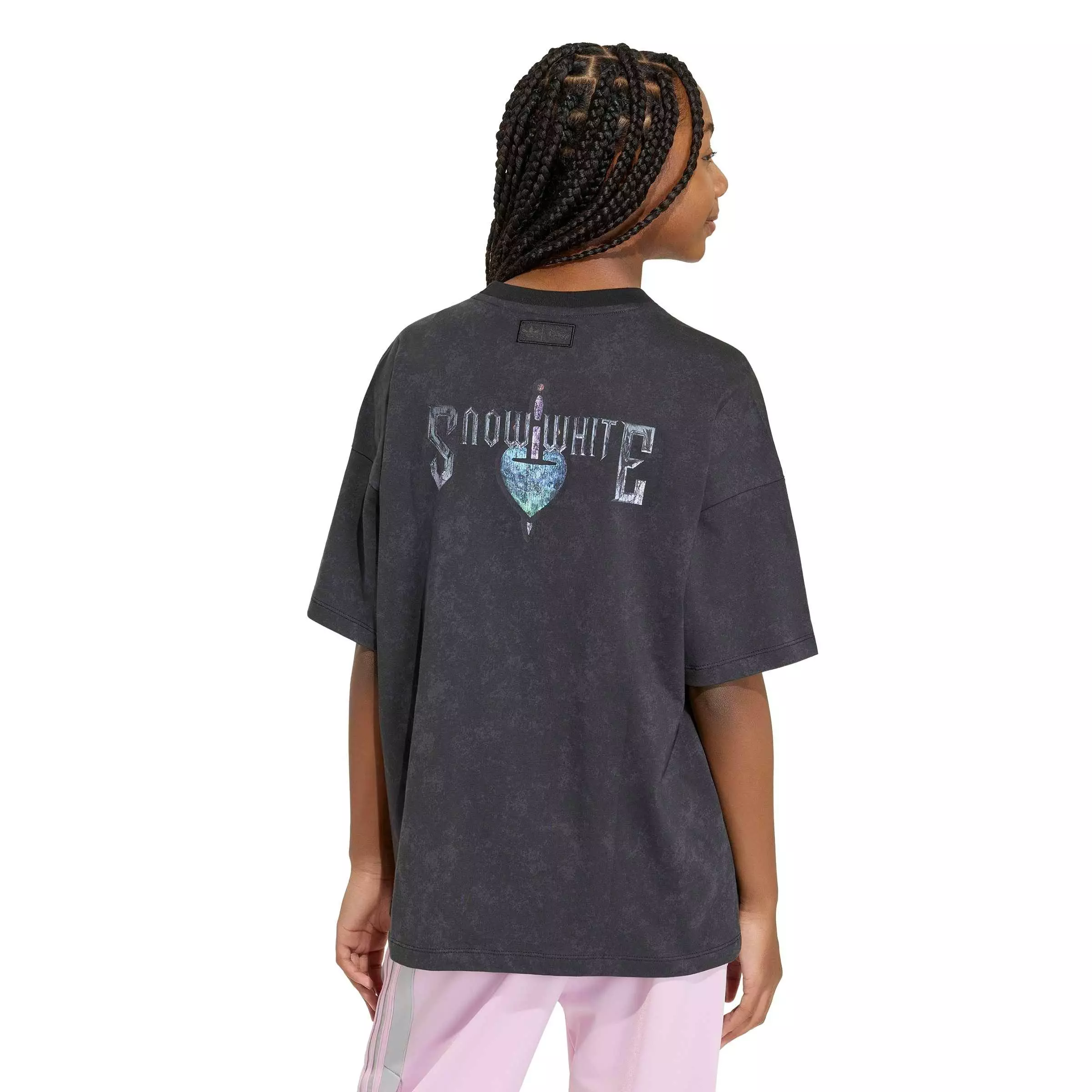 adidas Originals Big Girls' Disney Villains Oversized Washed Tee Shirt - Black - BLACK