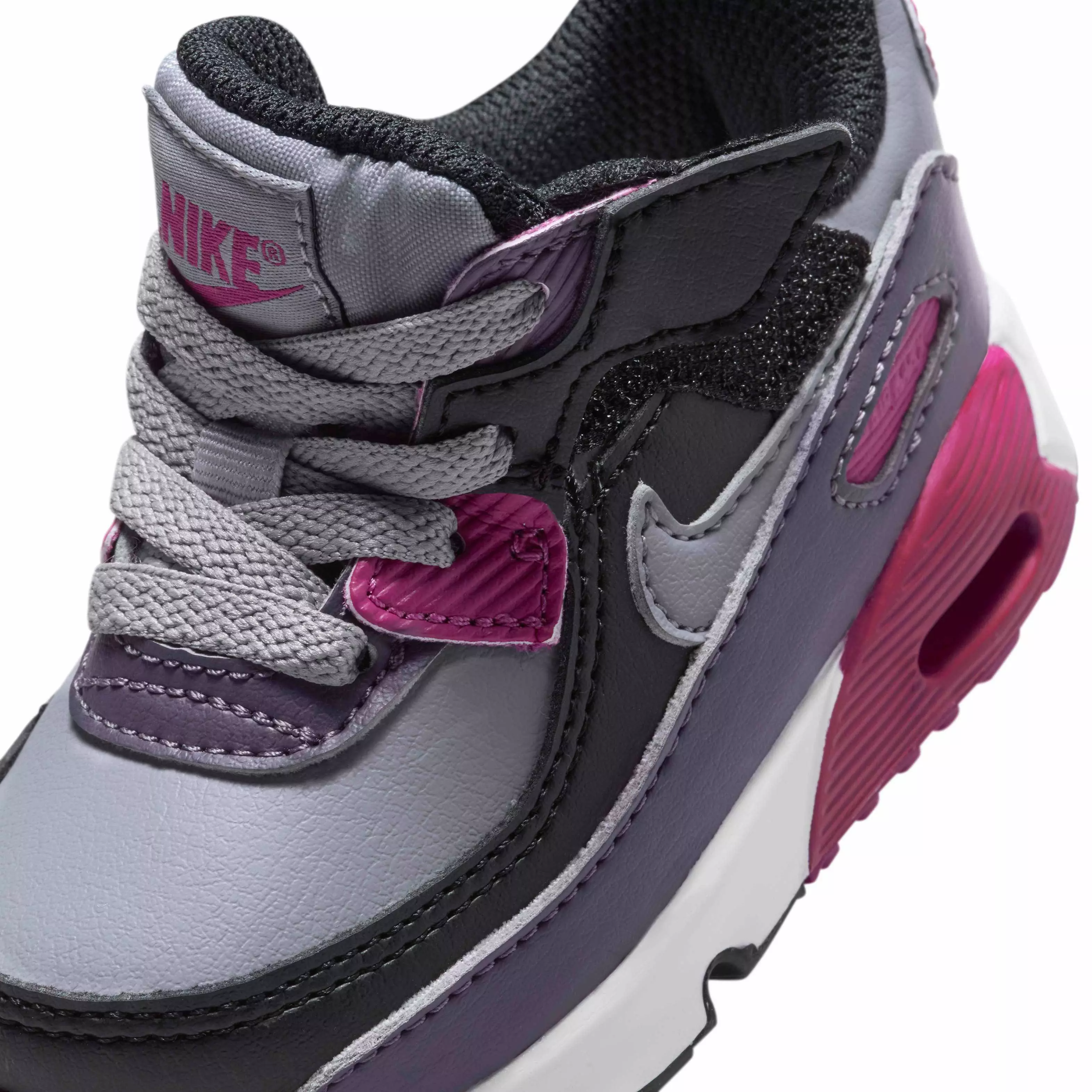 Nike Air Max 90 EasyOn "Cement Grey/Black/Dark Raisin/Cement Grey" Infant Boys' Shoe - GREY/BLACK/DK RAISIN/GREY