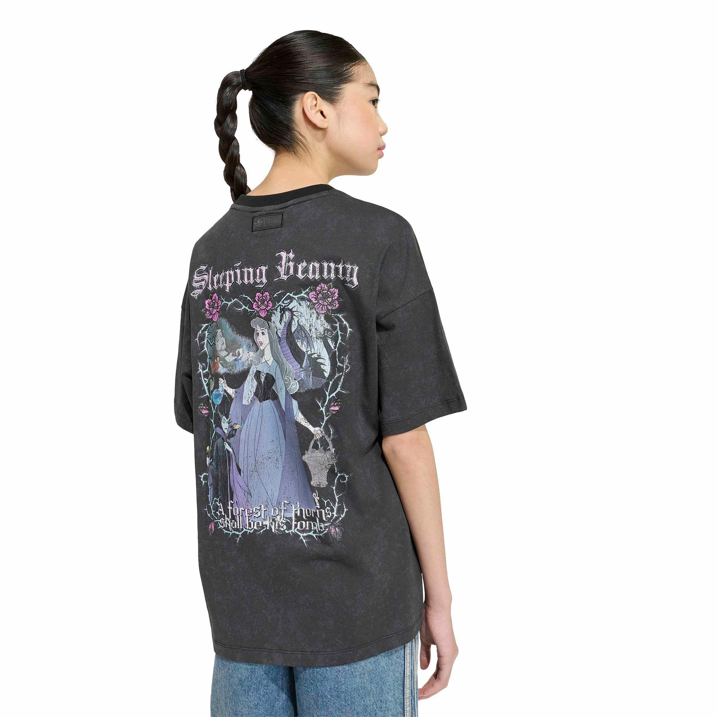 adidas Originals Big Girls' Disney Villains Oversized Washed Graphic Tee Shirt - Black - BLACK
