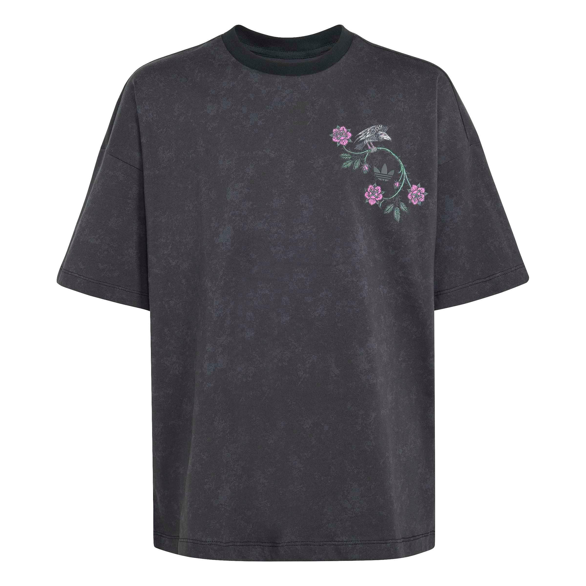 adidas Originals Big Girls' Disney Villains Oversized Washed Graphic Tee Shirt - Black - BLACK