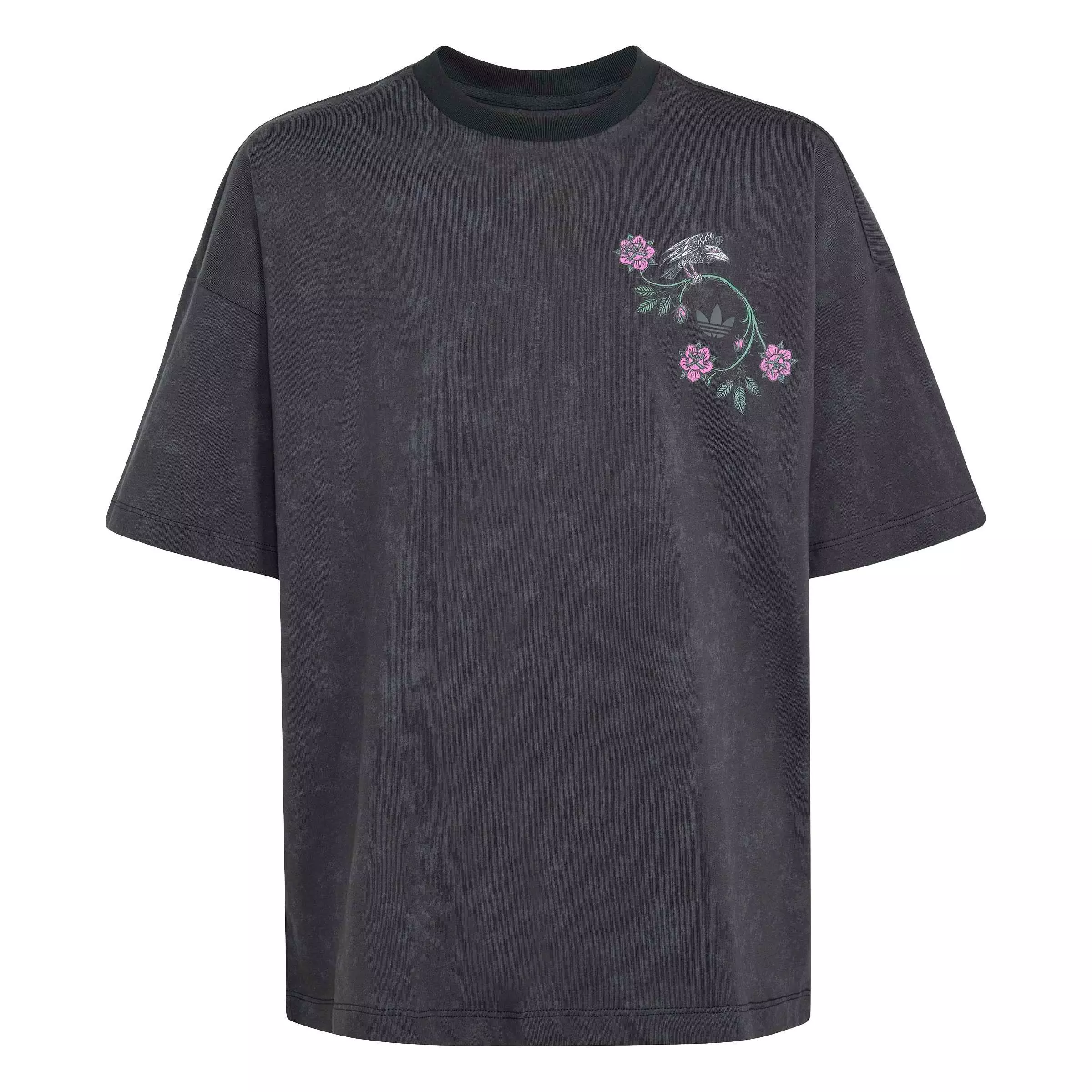 adidas Originals Big Girls' Disney Villains Oversized Washed Graphic Tee Shirt - Black - BLACK
