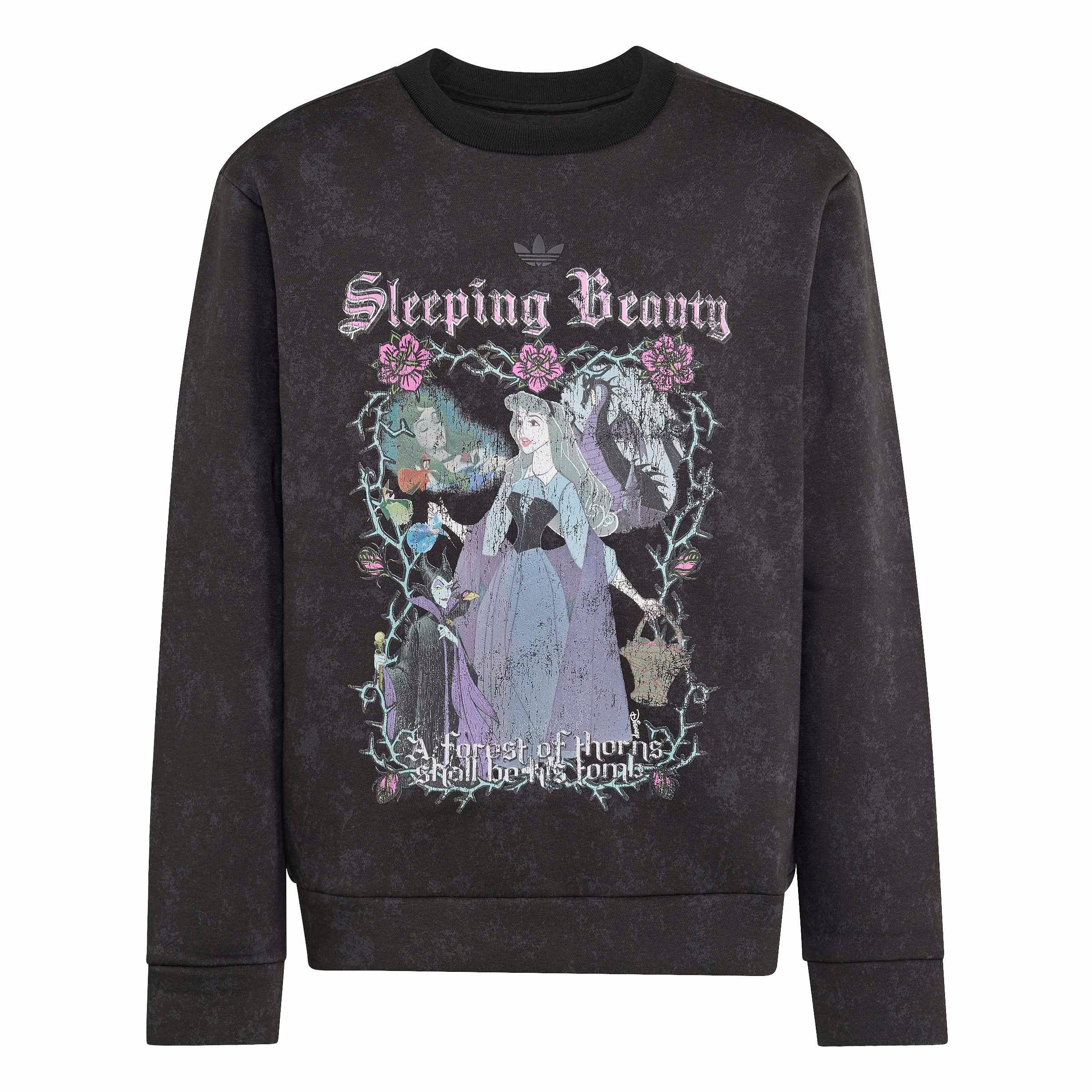 adidas Originals Big Girls' Disney Villains Loose Washed GFX Crew Sweatshirt - Black - BLACK