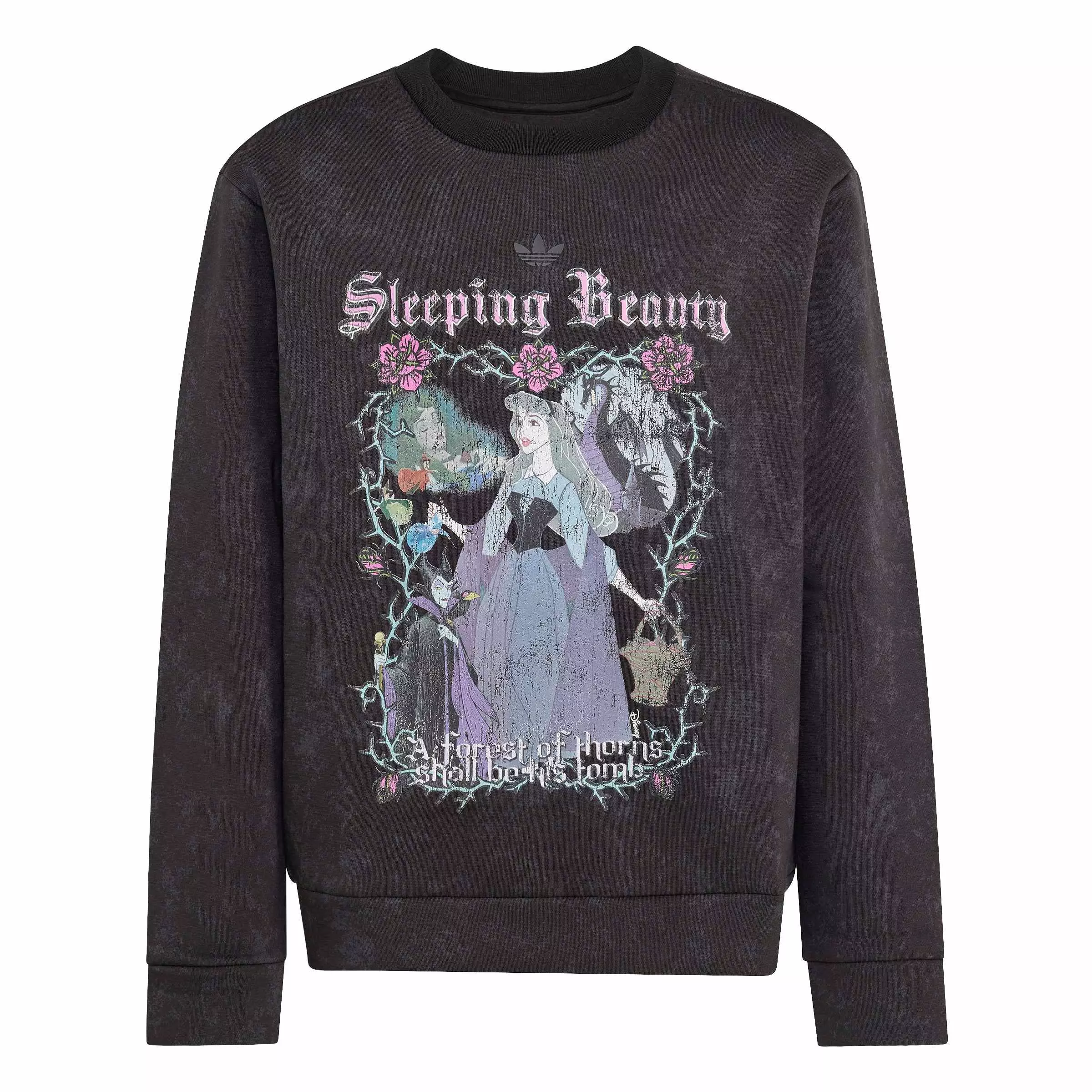 adidas Originals Big Girls' Disney Villains Loose Washed GFX Crew Sweatshirt - Black - BLACK