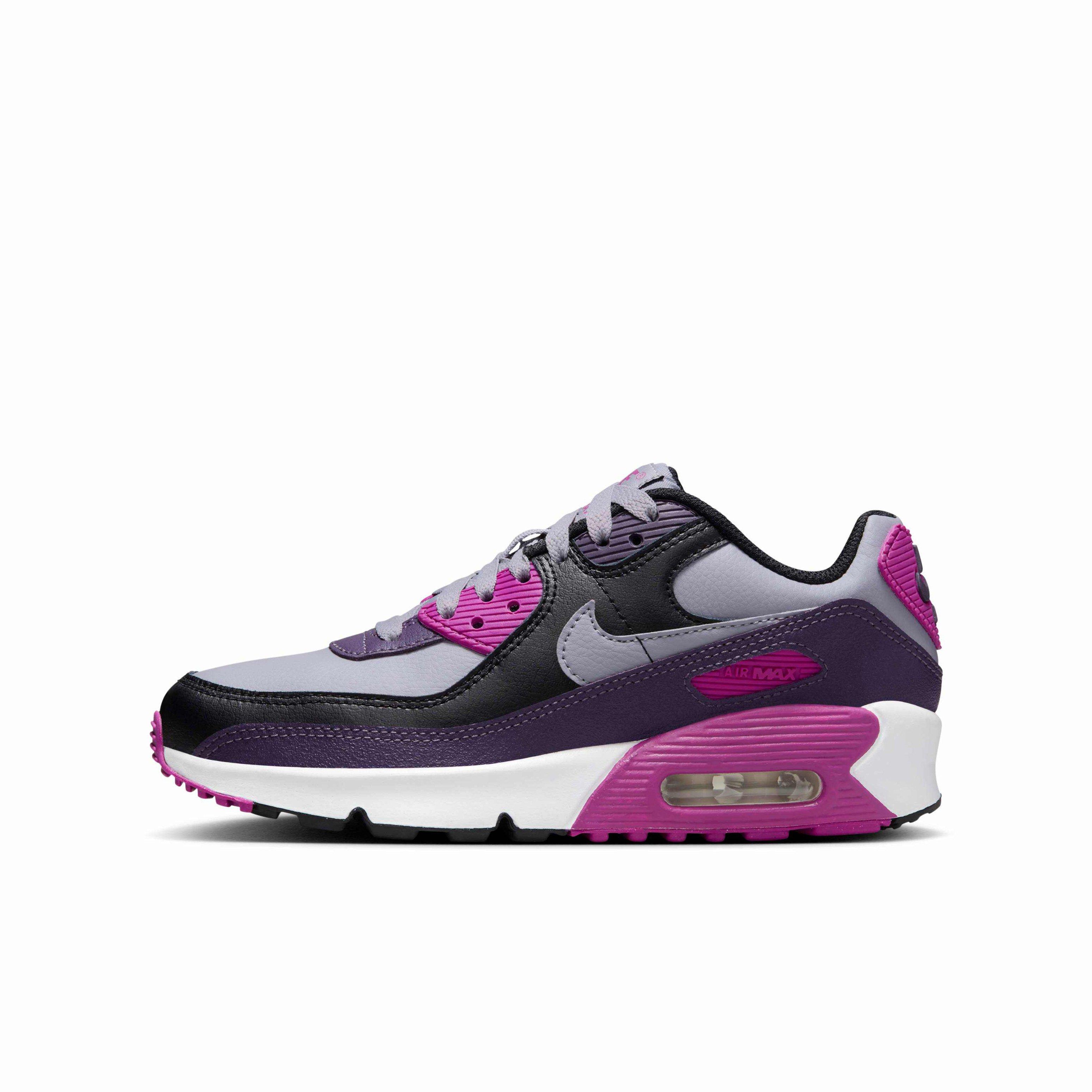 Nike Air Max 90 Grade School Boys' "Cement Grey/Black/Dark Raisin/Cement Grey" Shoe