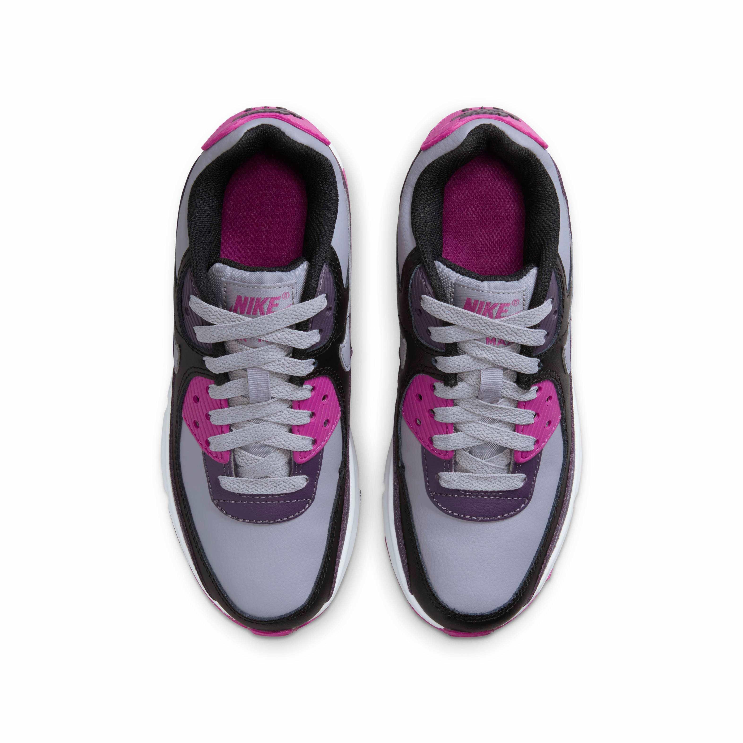 Nike Air Max 90 Grade School Boys' "Cement Grey/Black/Dark Raisin/Cement Grey" Shoe