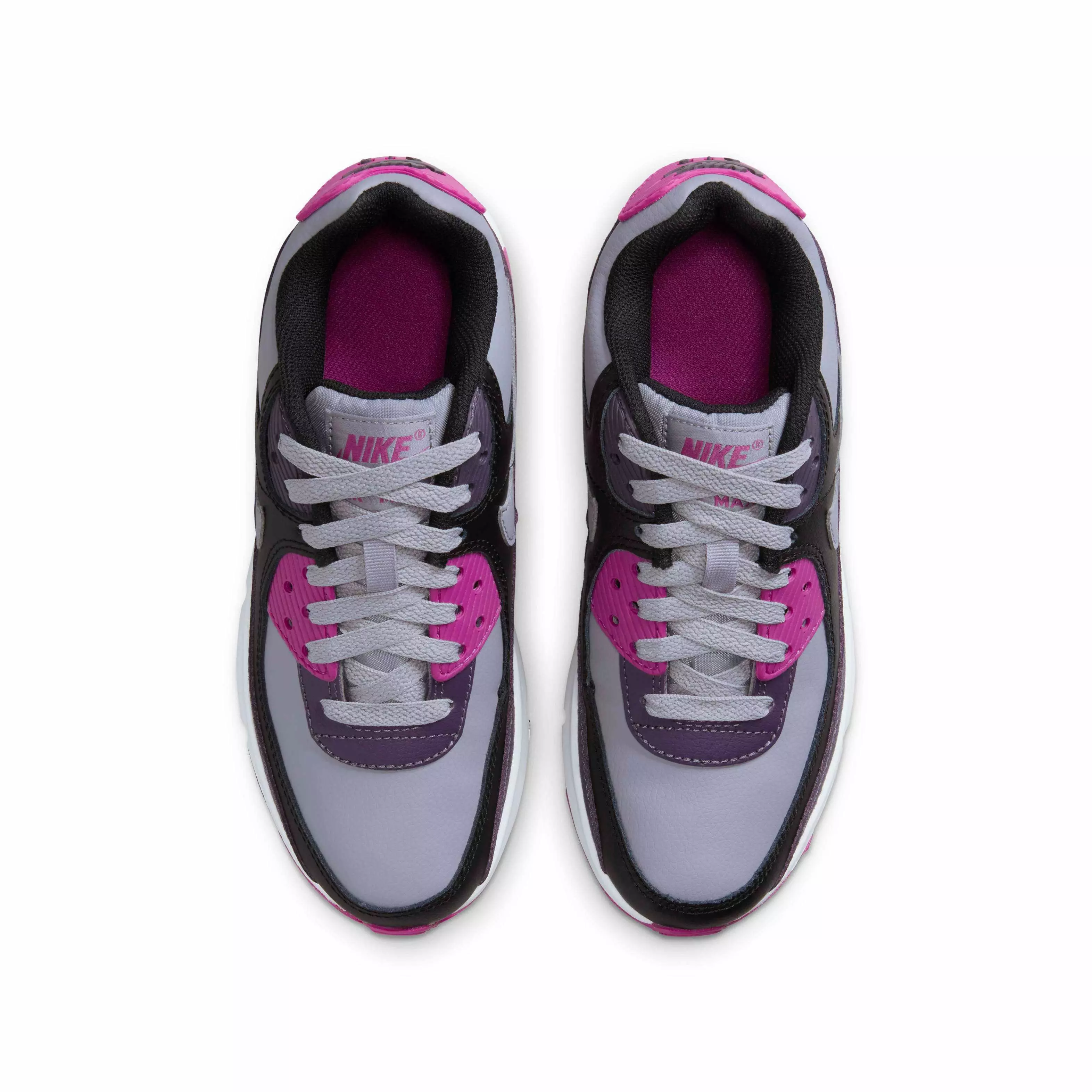 Nike Air Max 90 "Cement Grey/Black/Dark Raisin/Cement Grey" Grade School Boys' Shoe - GREY/BLACK/DK RAISIN/GREY