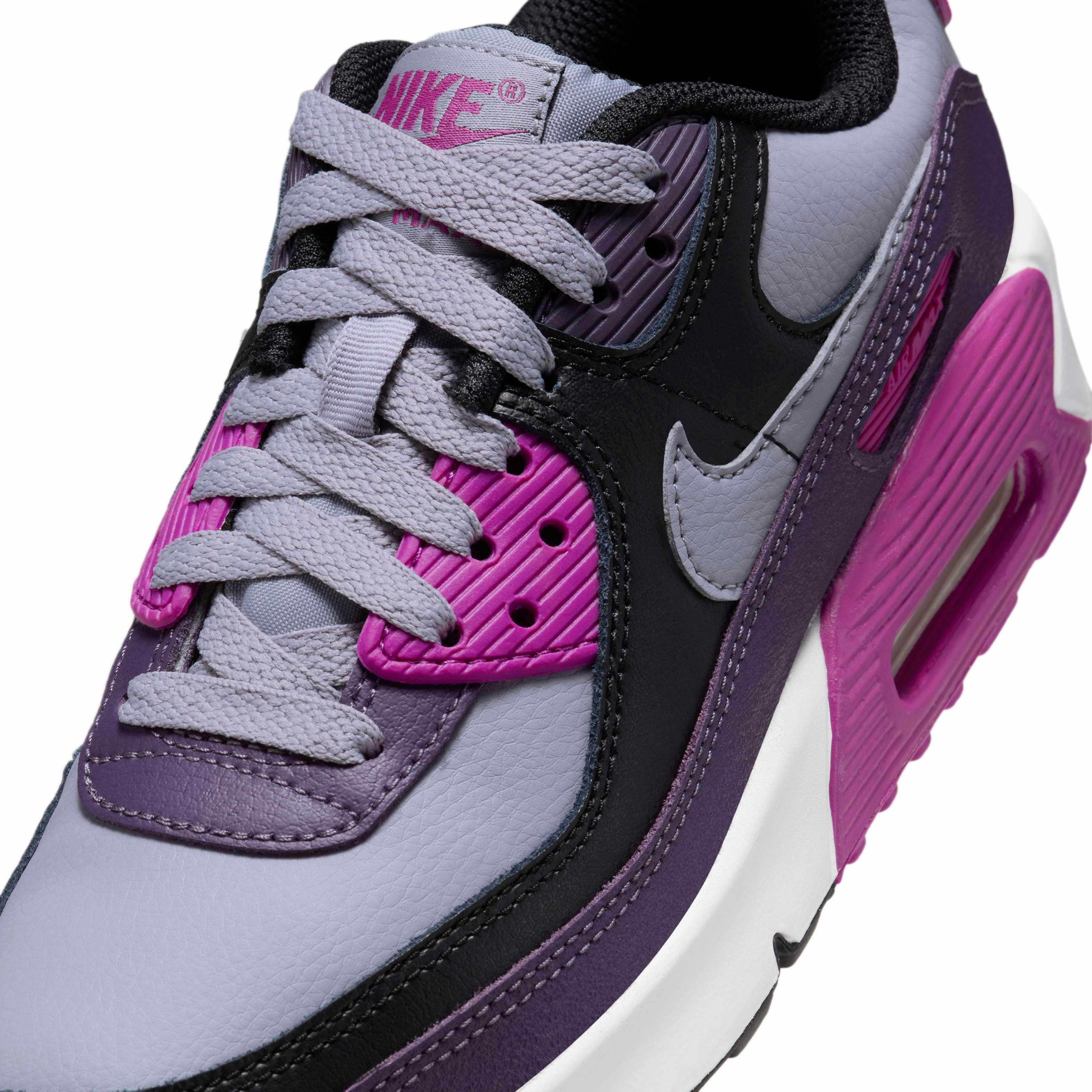 Nike Air Max 90 Grade School Boys' "Cement Grey/Black/Dark Raisin/Cement Grey" Shoe