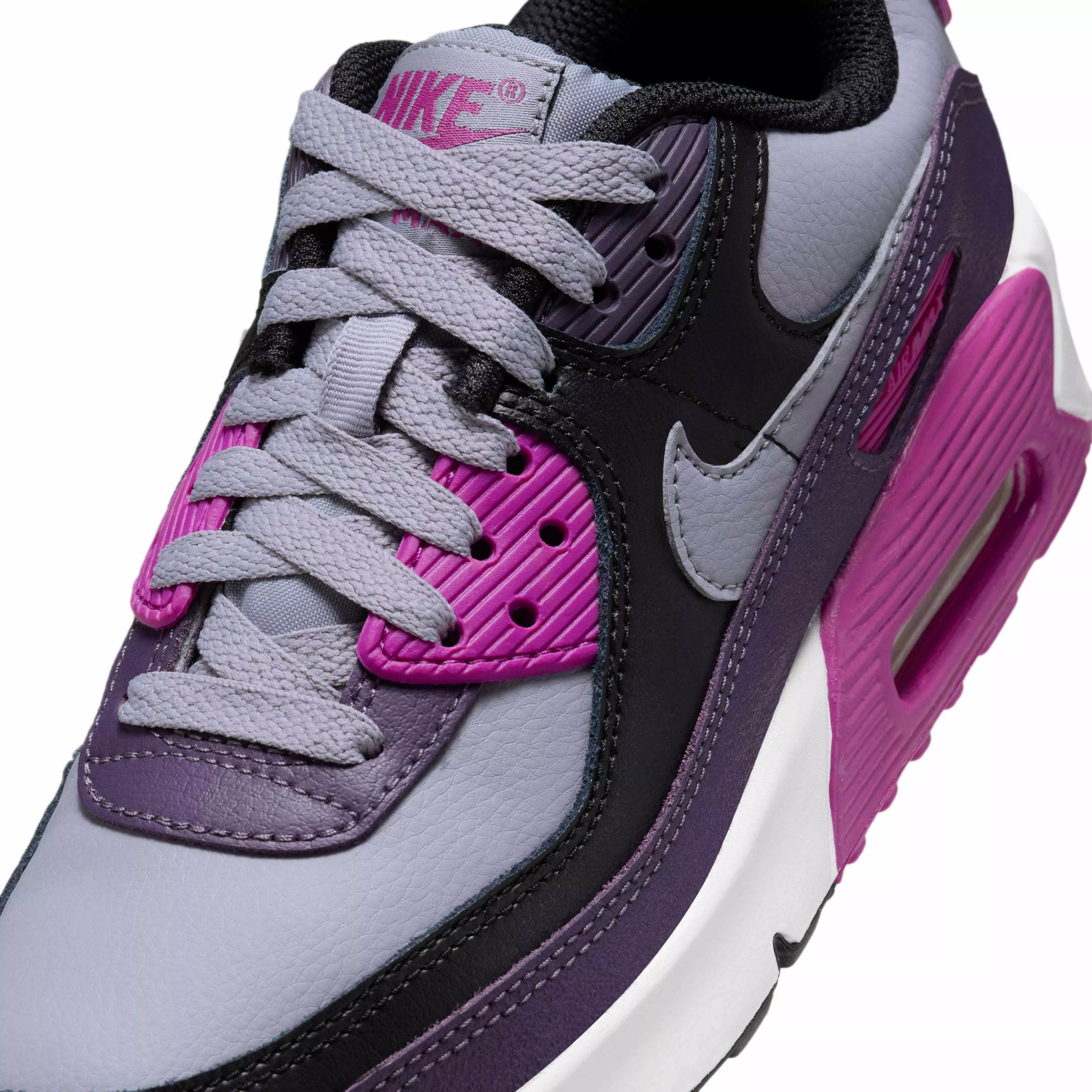 Nike Air Max 90 "Cement Grey/Black/Dark Raisin/Cement Grey" Grade School Boys' Shoe - GREY/BLACK/DK RAISIN/GREY