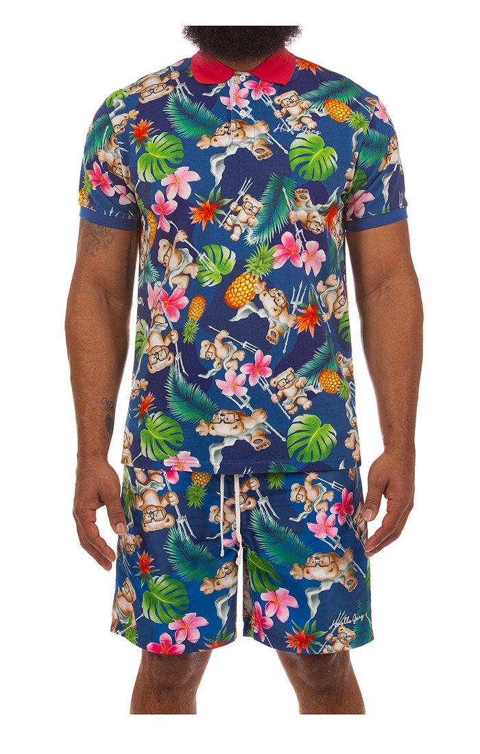 Hustle Gang Men's Davy Jones Polo - Blue - BLUE Thumbnail View 1