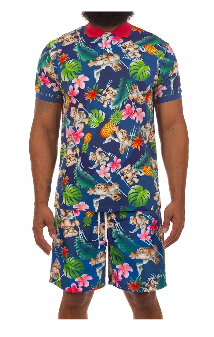Hustle Gang Men's Davy Jones Polo - Blue - BLUE