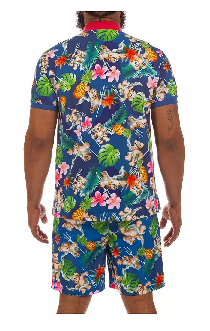 Hustle Gang Men's Davy Jones Polo - Blue - BLUE