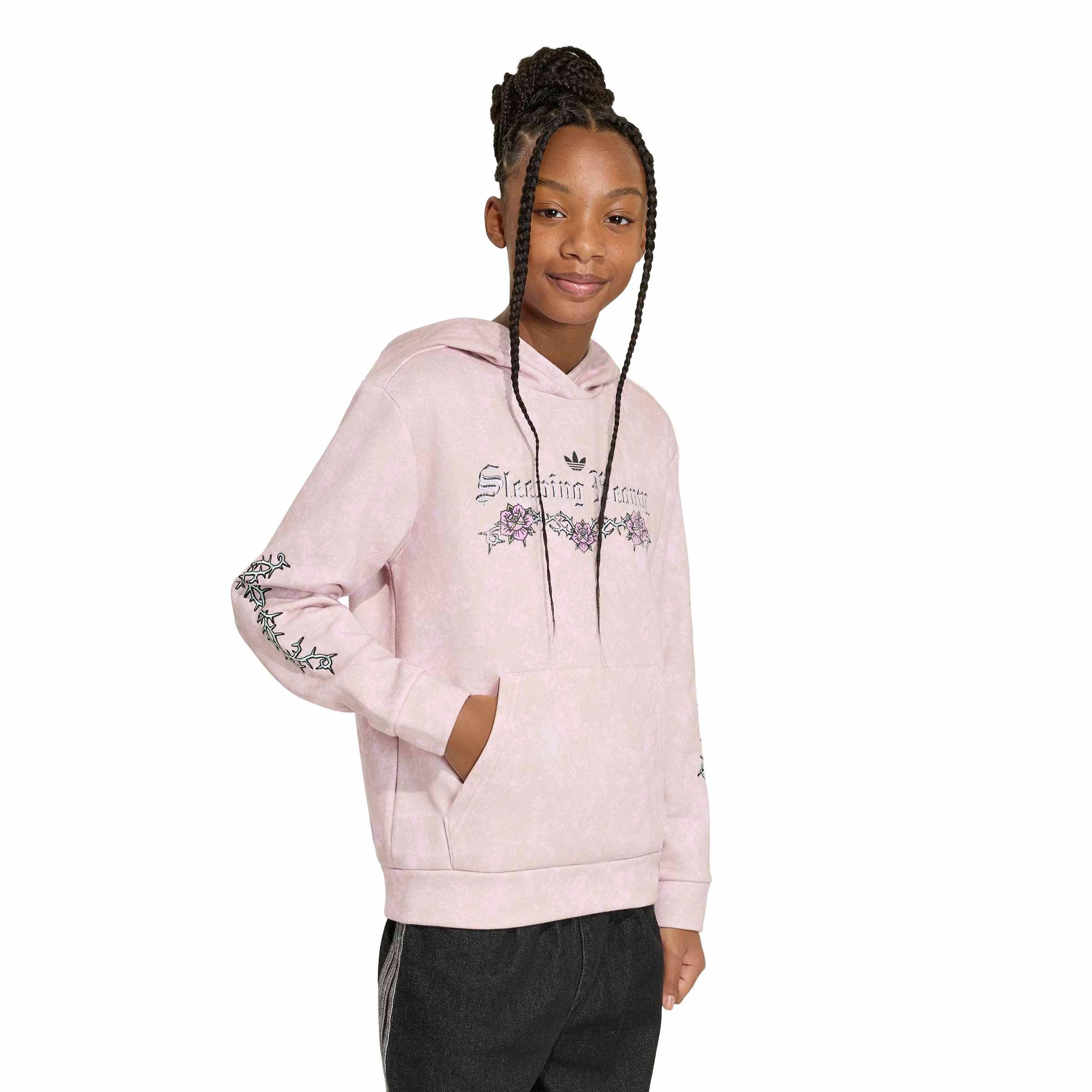 adidas Originals Big Girls' Disney Villains Loose Washed GFX Crew Sweatshirt - Pink - PINK