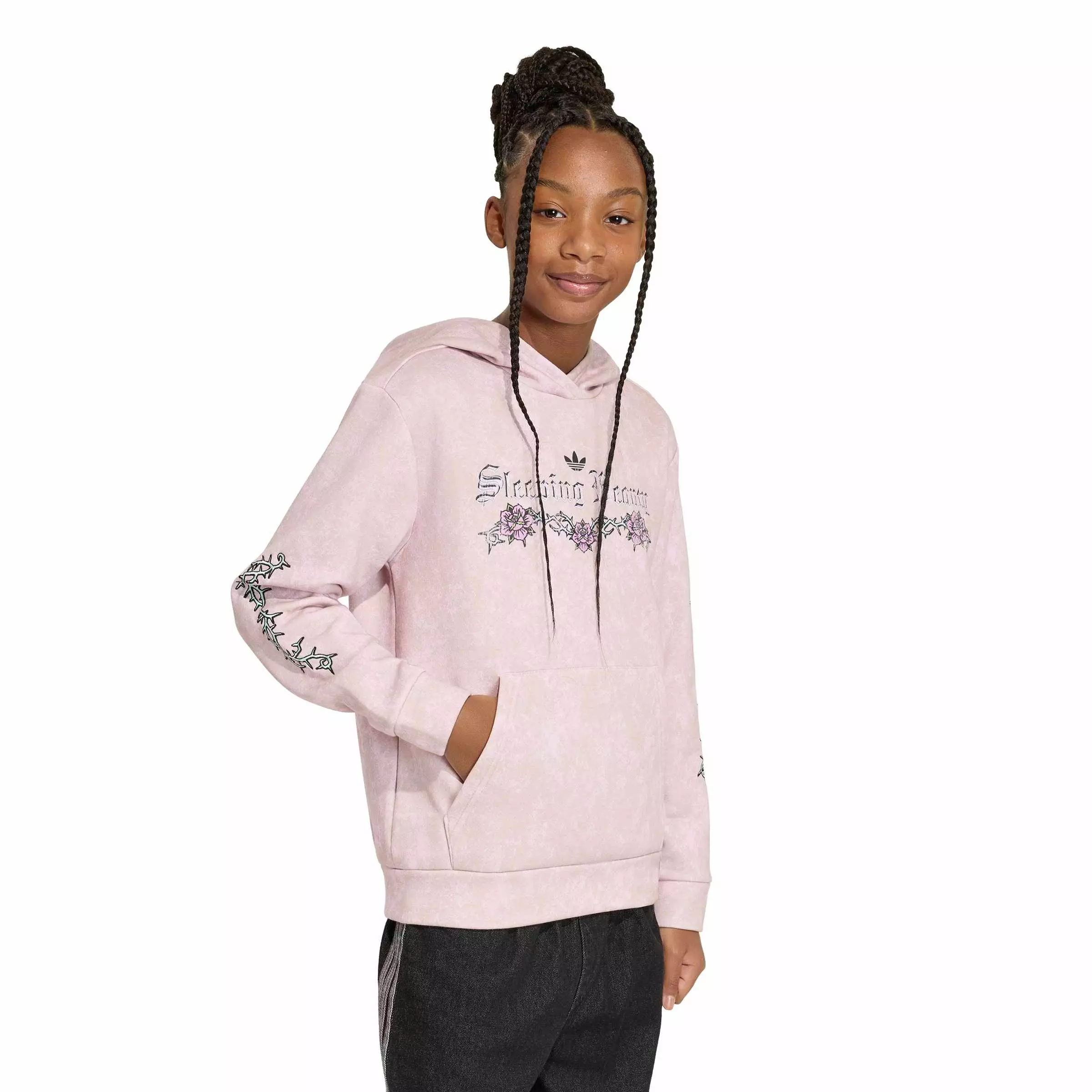 adidas Originals Big Girls' Disney Villains Loose Washed GFX Crew Sweatshirt - Pink - PINK