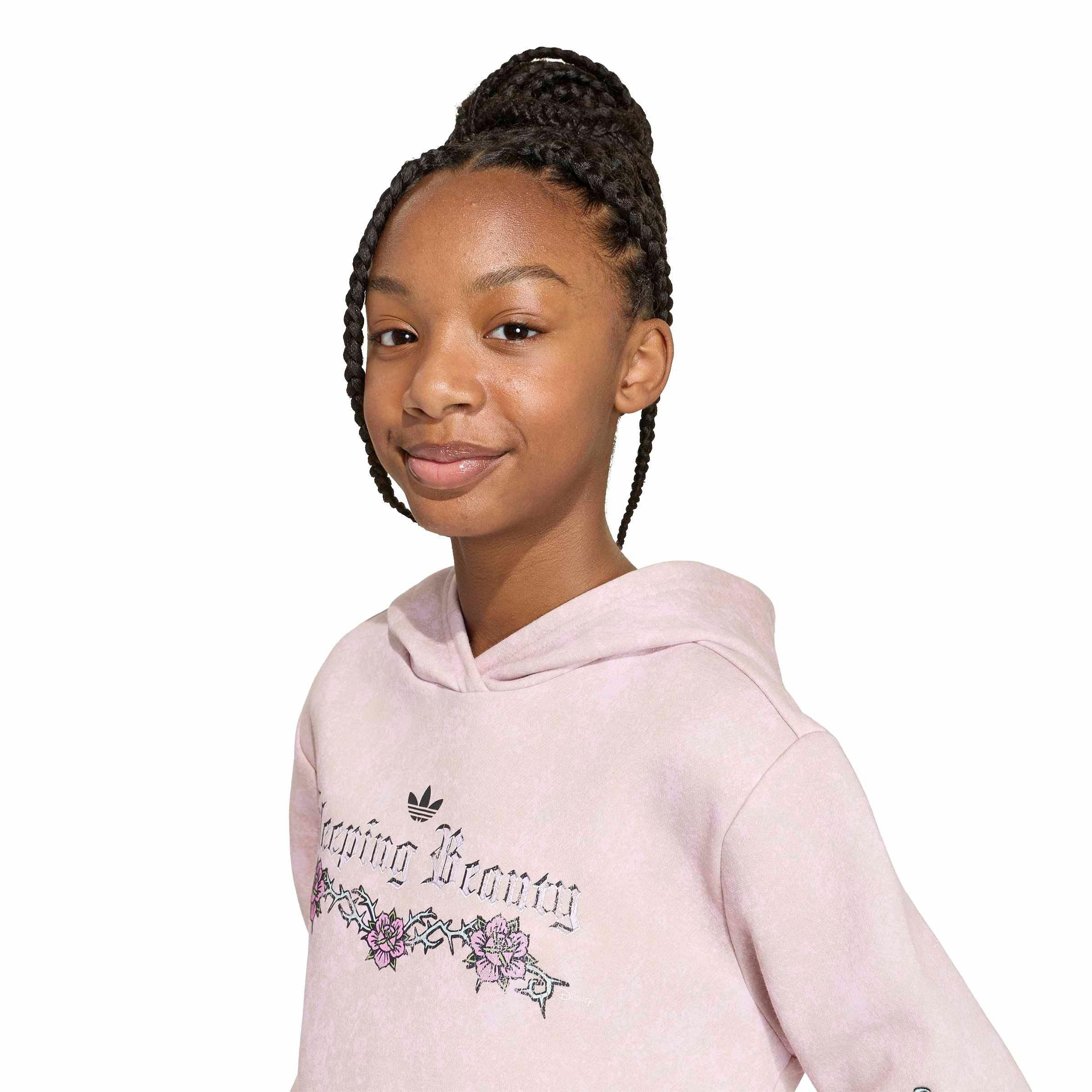 adidas Originals Big Girls' Disney Villains Loose Washed GFX Crew Sweatshirt - Pink - PINK