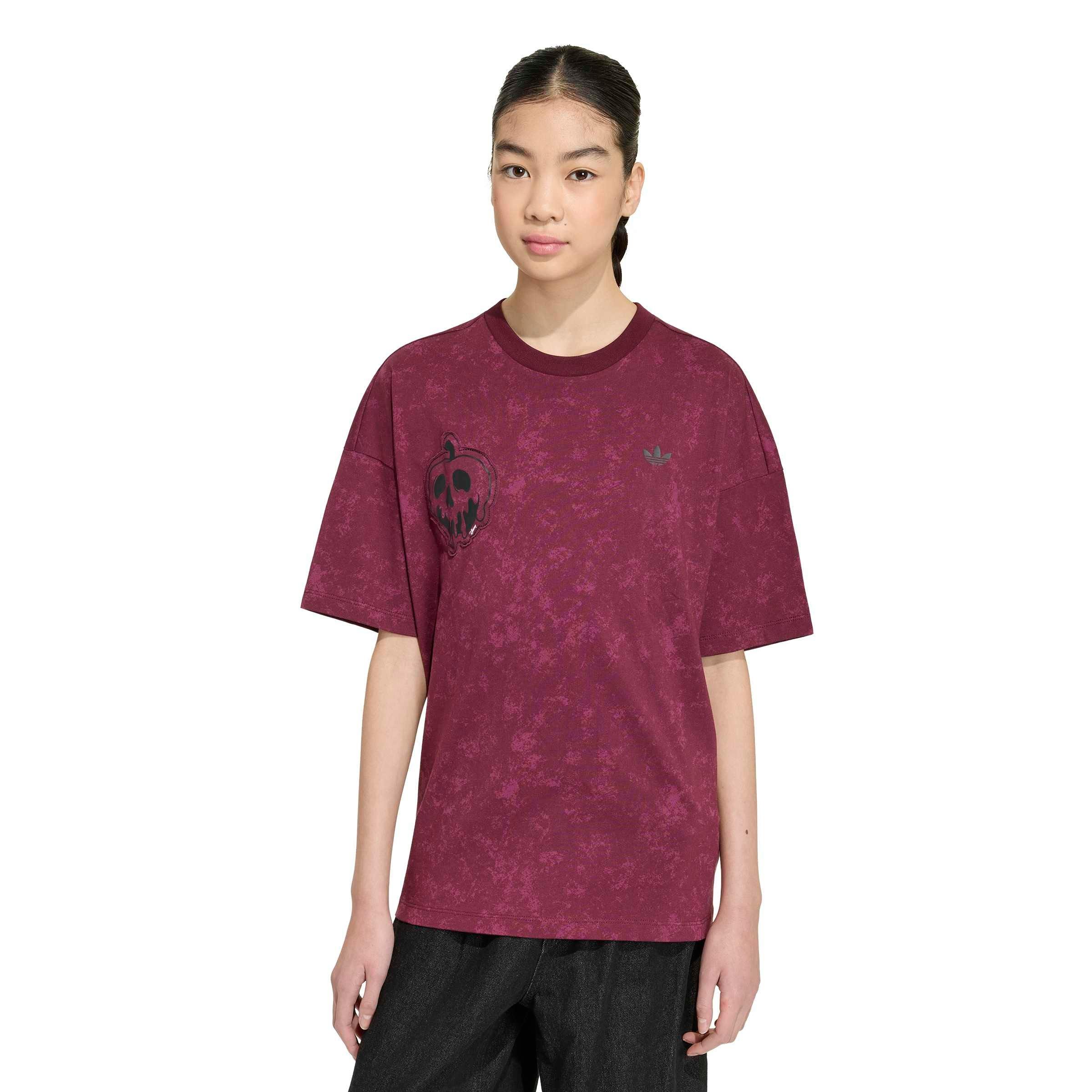 adidas Originals Big Girls' Disney Villains Oversized Washed Tee Shirt - Maroon - MAROON