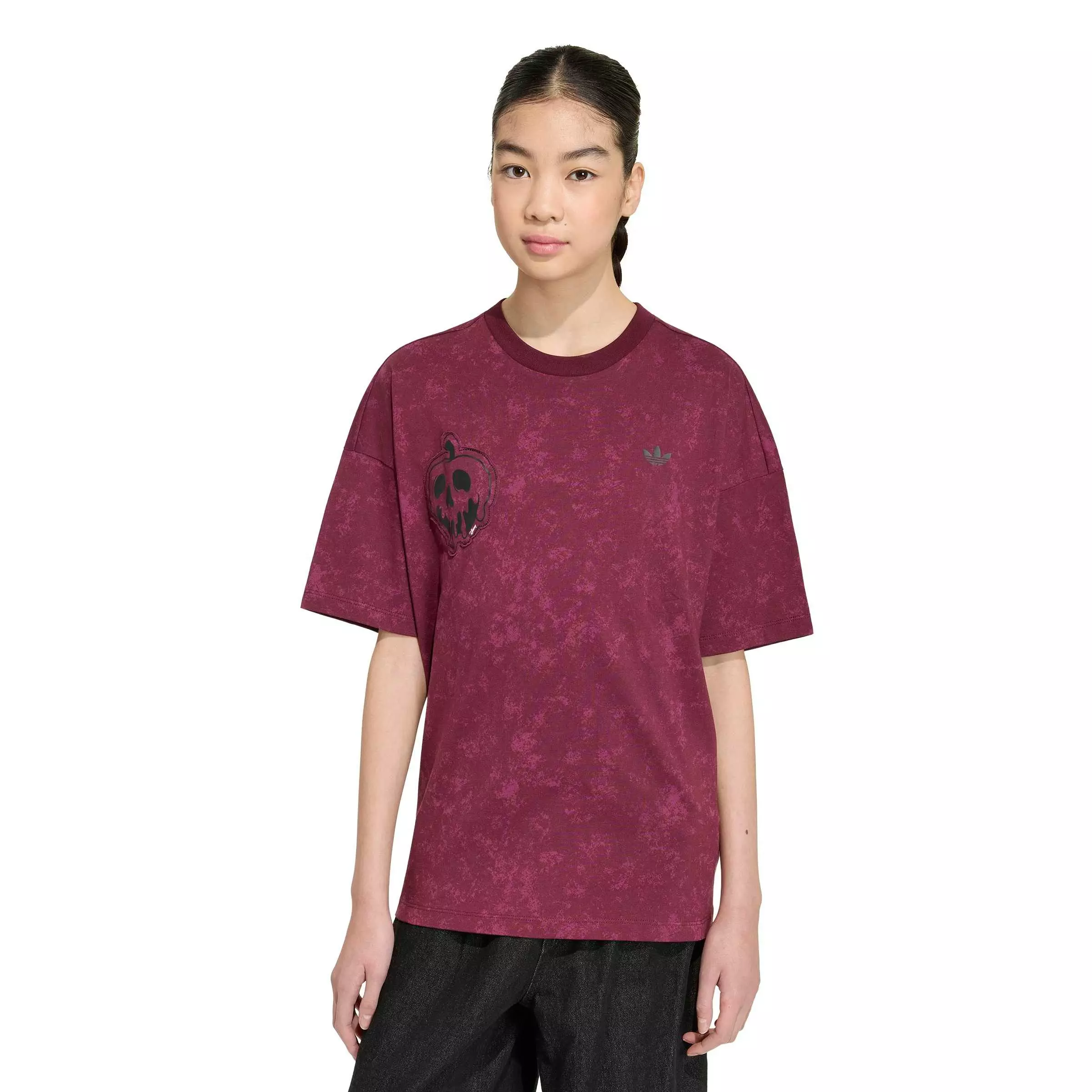 adidas Originals Big Girls' Disney Villains Oversized Washed Tee Shirt - Maroon - MAROON