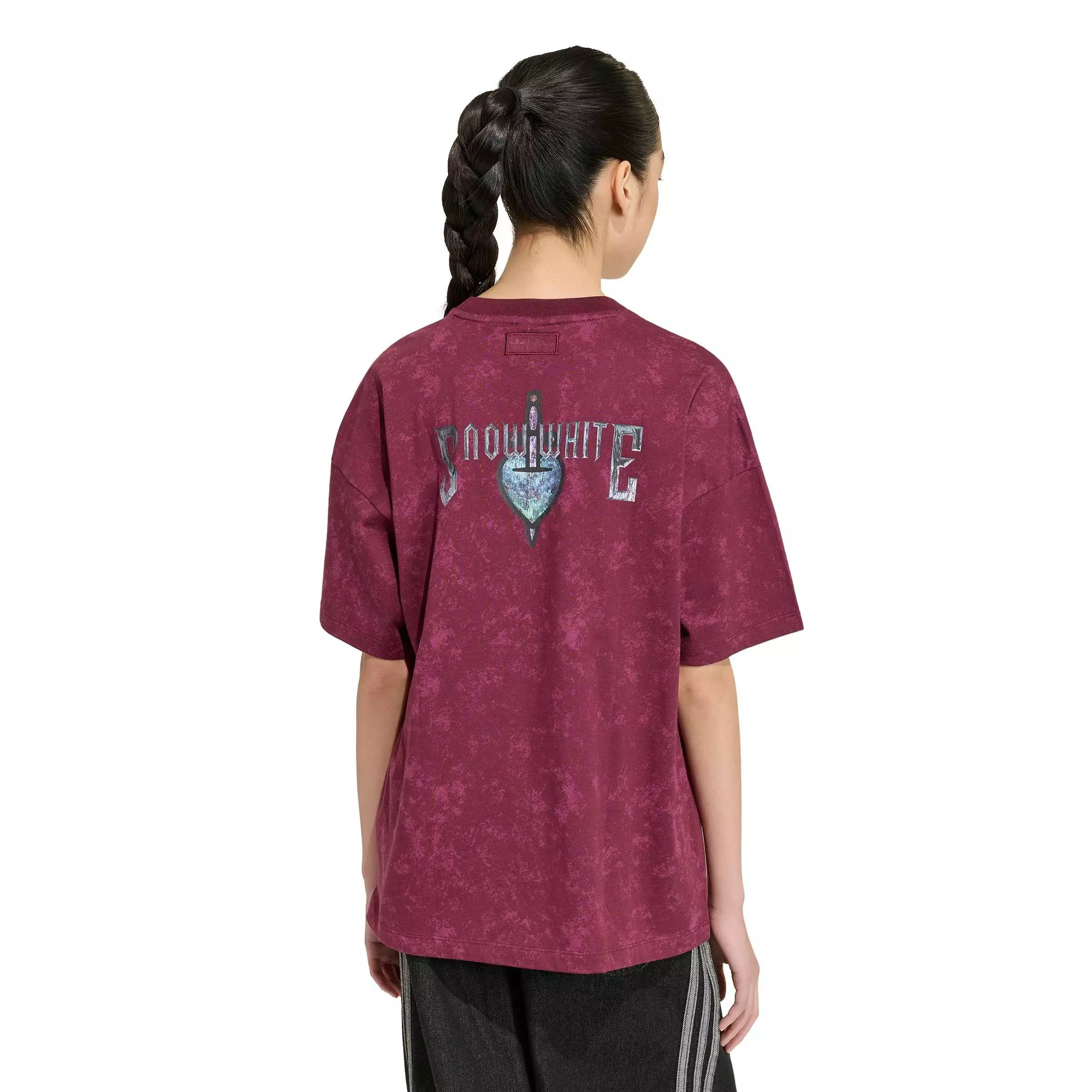 adidas Originals Big Girls' Disney Villains Oversized Washed Tee Shirt - Maroon - MAROON