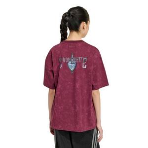 adidas Originals Big Girls' Disney Villains Oversized Washed Tee Shirt - Maroon - MAROON