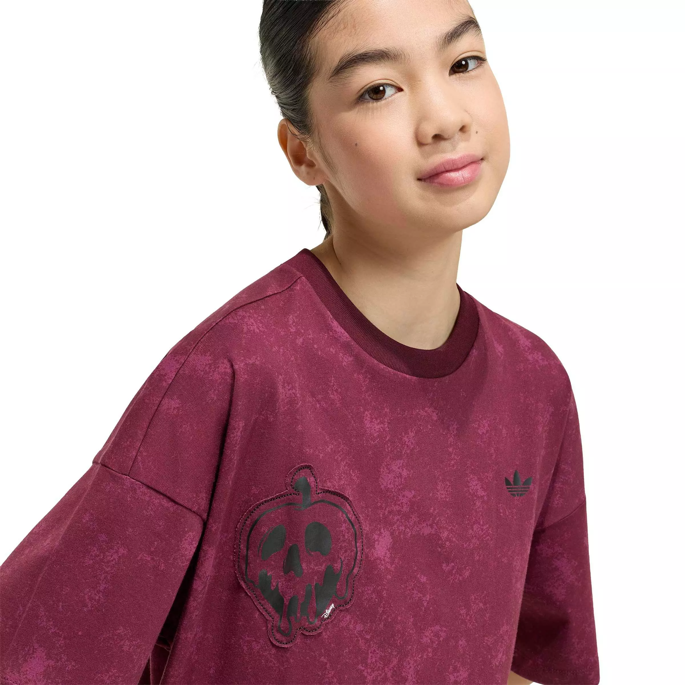 adidas Originals Big Girls' Disney Villains Oversized Washed Tee Shirt - Maroon - MAROON
