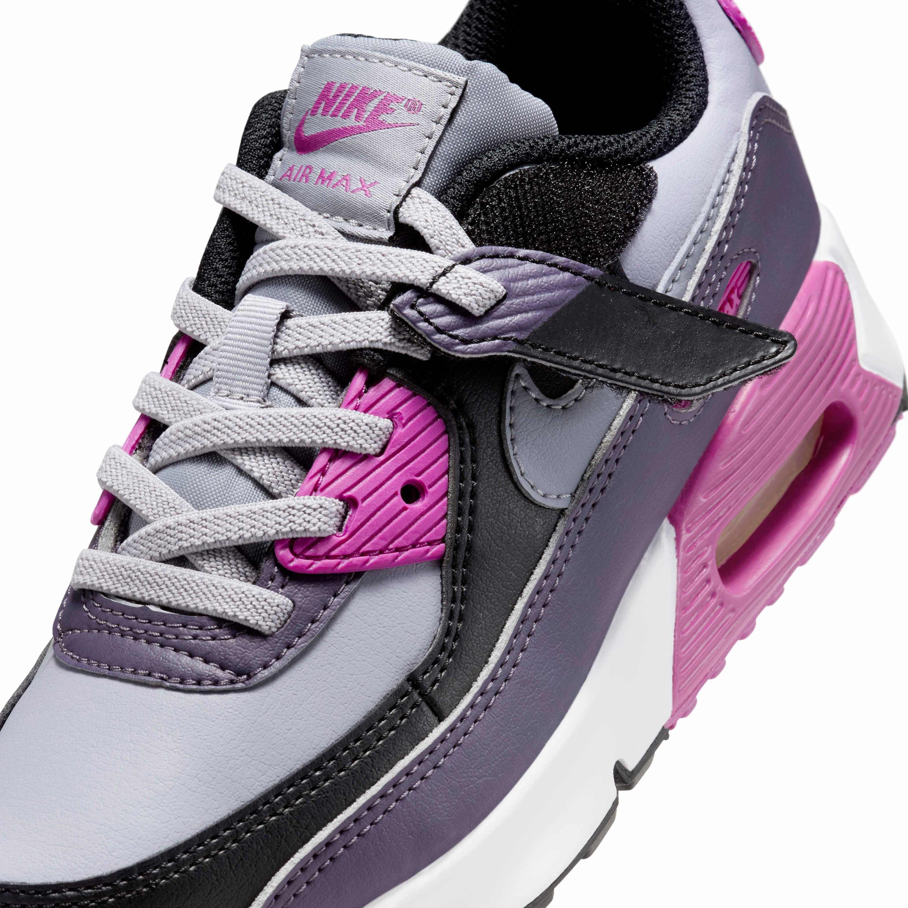 Nike Air Max 90 EasyOn "Cement Grey/Black/Dark Raisin/Cement Grey" Preschool Boys' Shoe - GREY/BLACK/DK RAISIN/GREY Thumbnail View 7