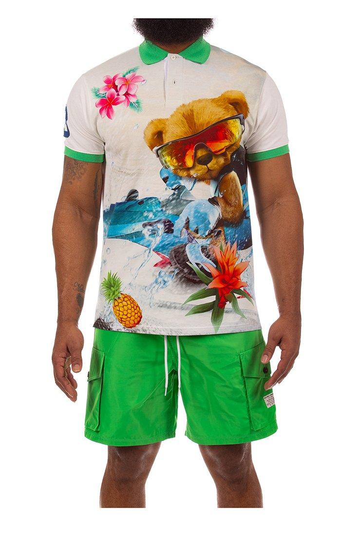 Hustle Gang Men's Jet Ski Polo - White/Multi-Color - WHITE/MULTI-COLOR Thumbnail View 1