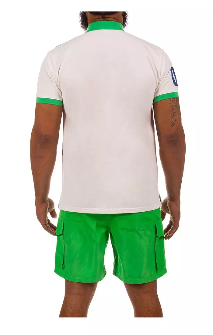 Hustle Gang Men's Jet Ski Polo - White/Multi-Color - WHITE/MULTI-COLOR