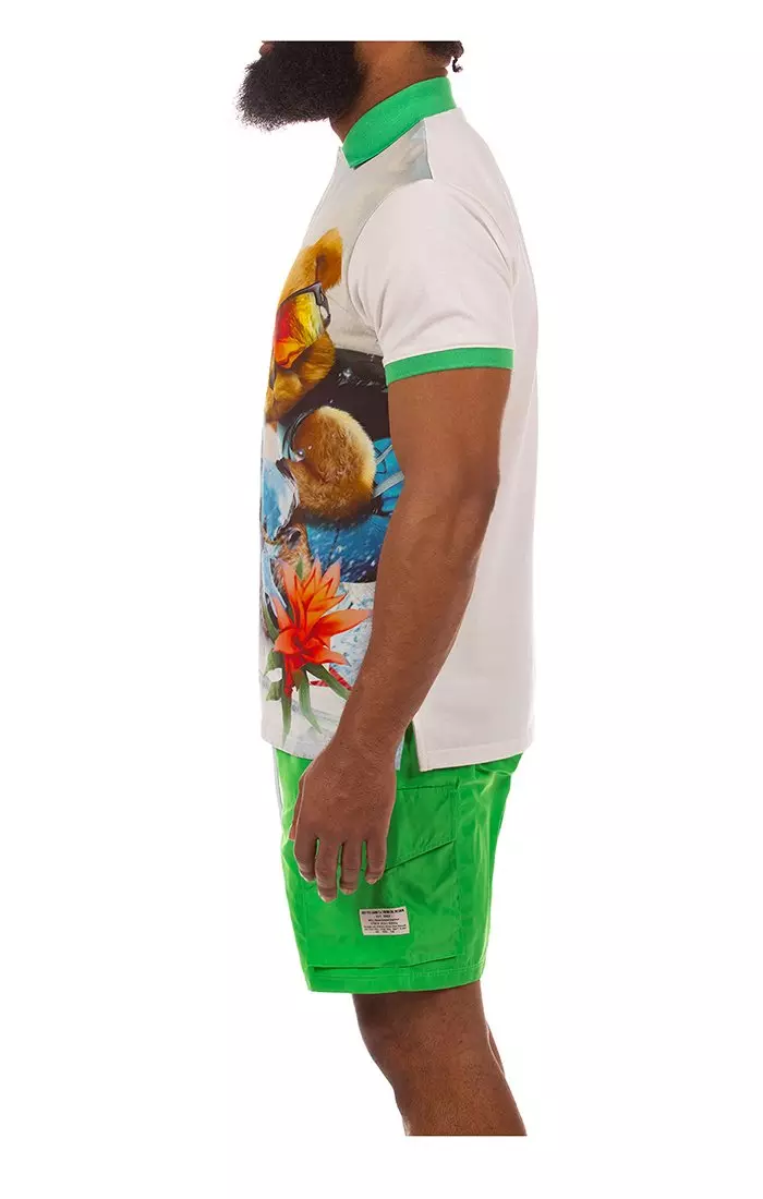 Hustle Gang Men's Jet Ski Polo - White/Multi-Color - WHITE/MULTI-COLOR