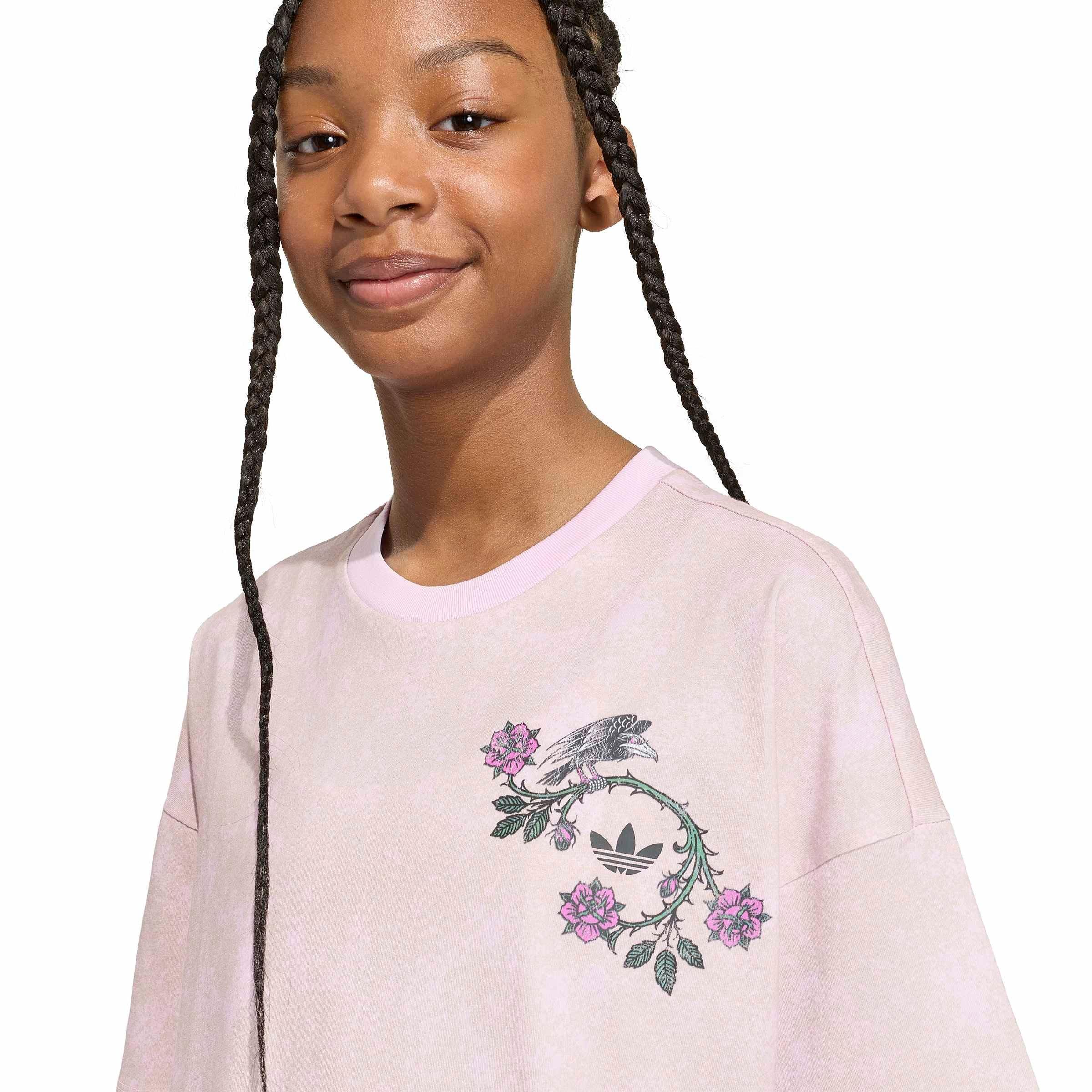 adidas Originals Big Girls' Disney Villains Oversized Washed Tee Shirt - Orchid Fusion - ORCHID FUSION