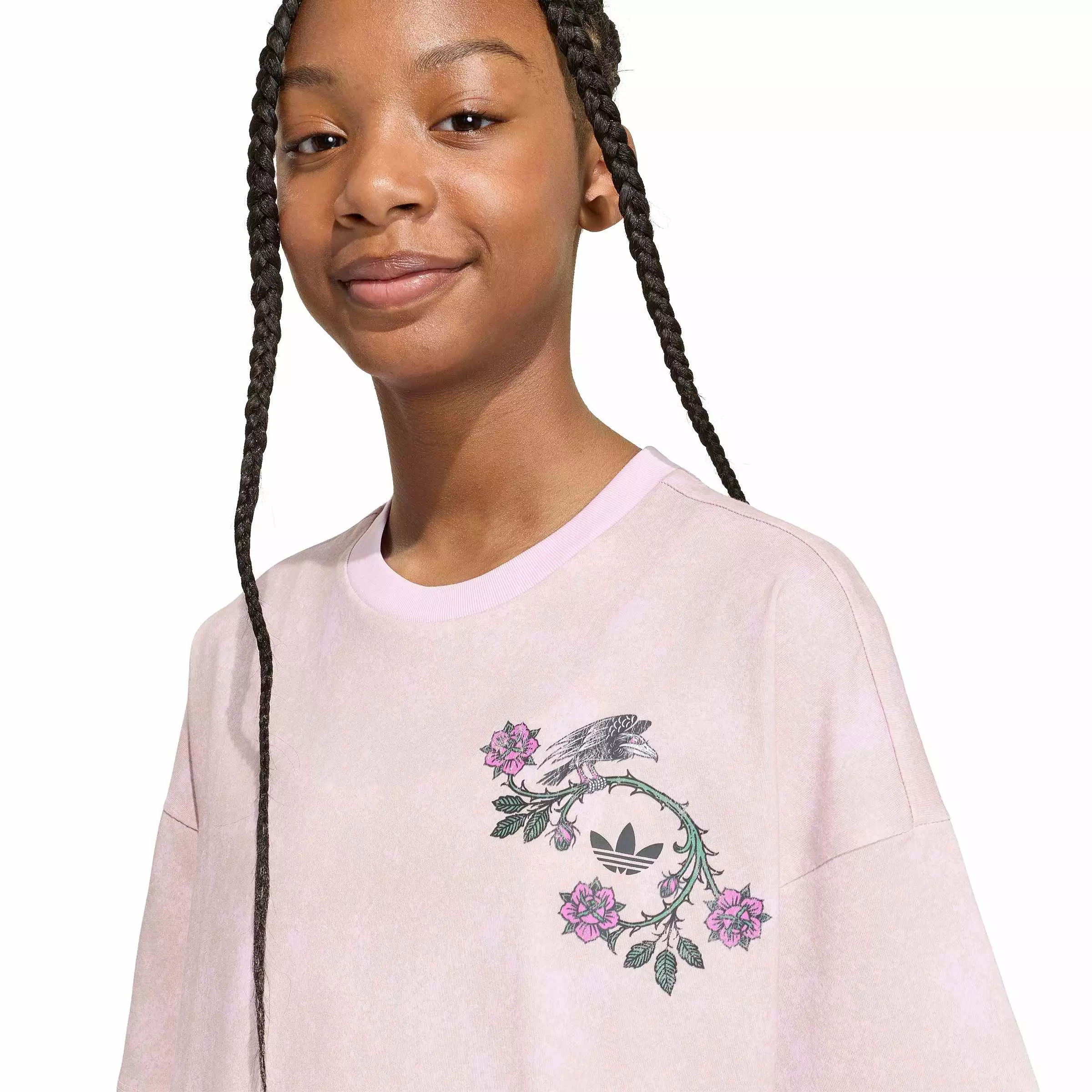 adidas Originals Big Girls' Disney Villains Oversized Washed Tee Shirt - Orchid Fusion - ORCHID FUSION