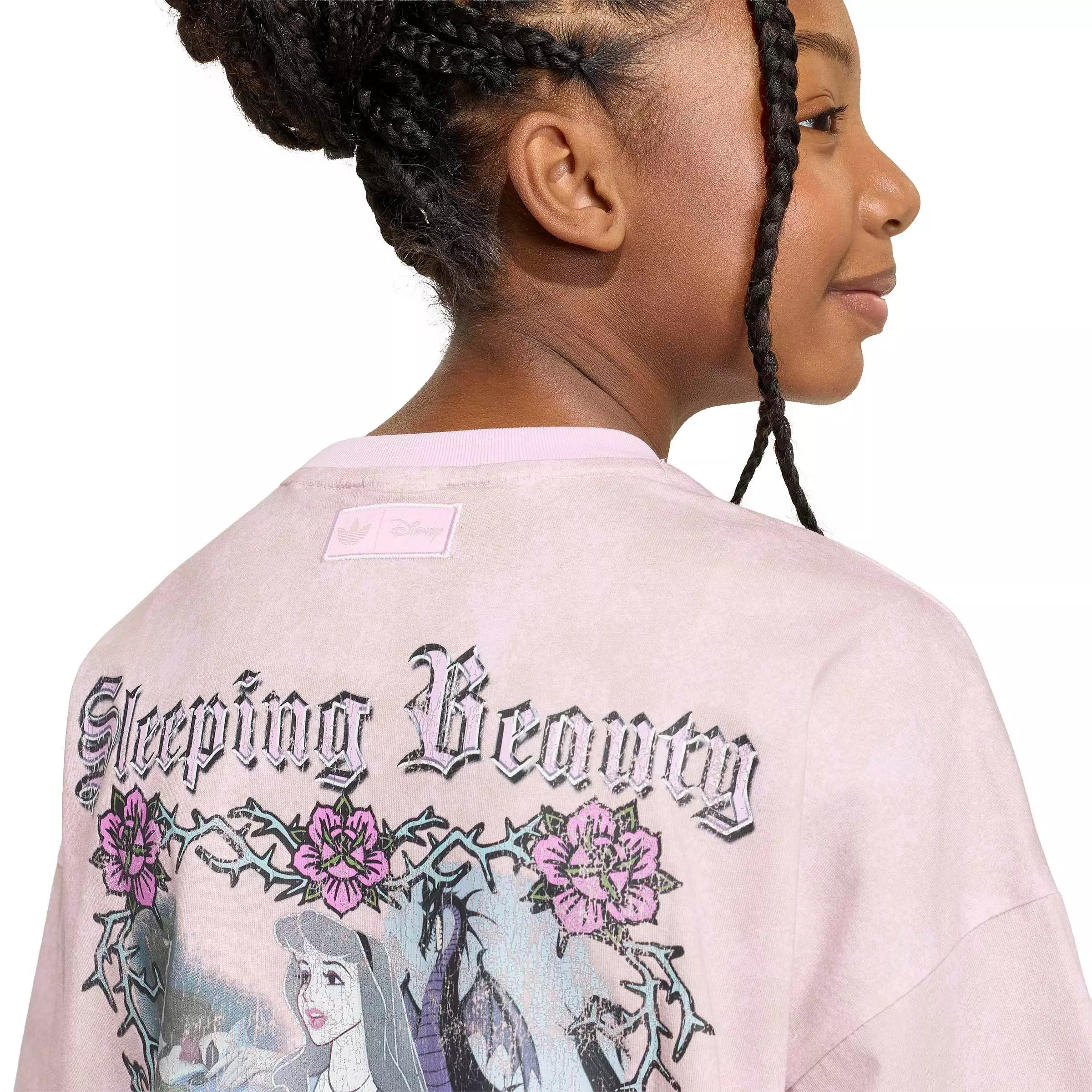 adidas Originals Big Girls' Disney Villains Oversized Washed Tee Shirt - Orchid Fusion - ORCHID FUSION