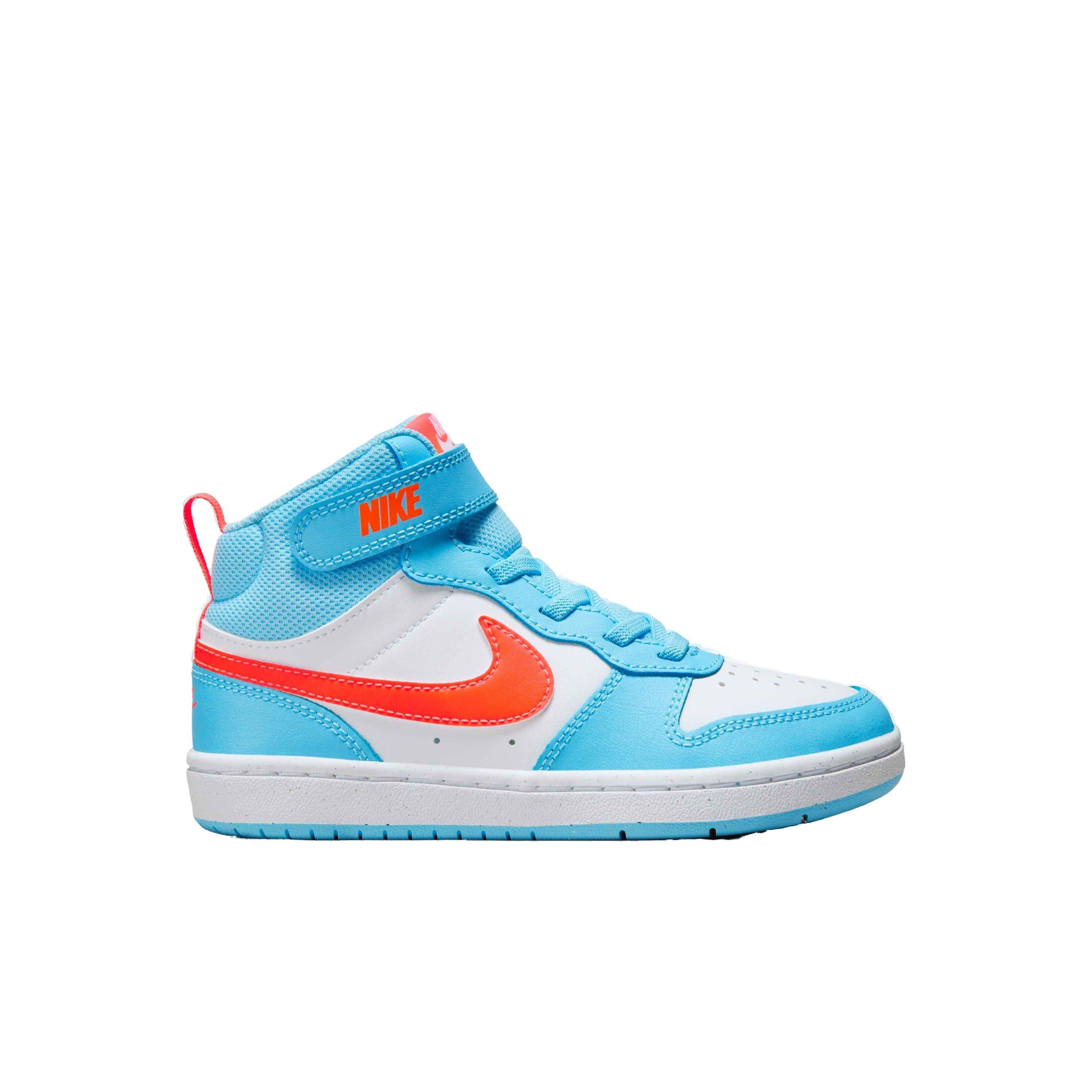 Nike Court Borough Mid 2 "Aquarius Blue/Total Orange/White" Preschool Boys' Shoe - BLUE/ORANGE/WHITE Thumbnail View 1