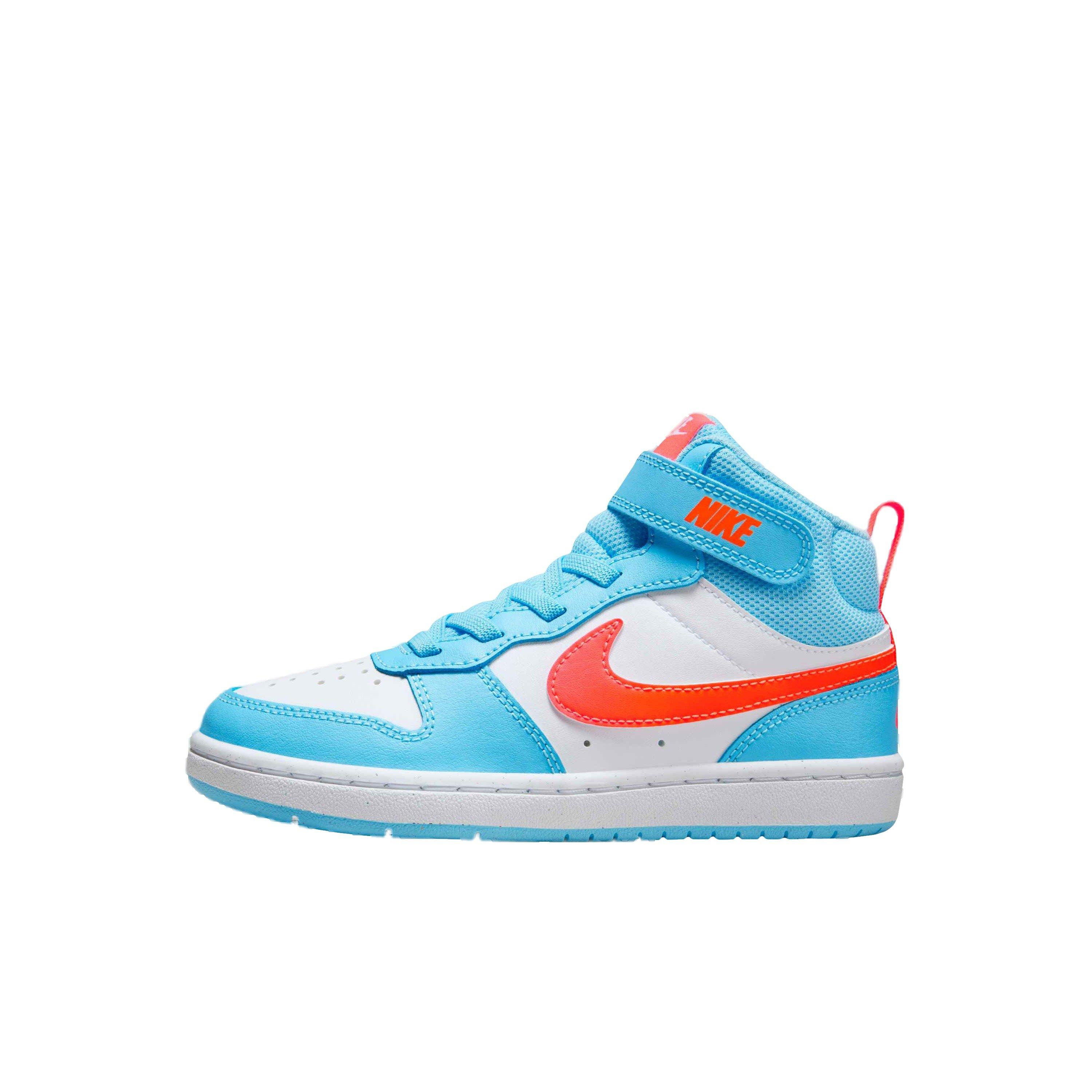 Nike Court Borough Mid 2 "Aquarius Blue/Total Orange/White" Preschool Boys' Shoe - BLUE/ORANGE/WHITE Thumbnail View 2