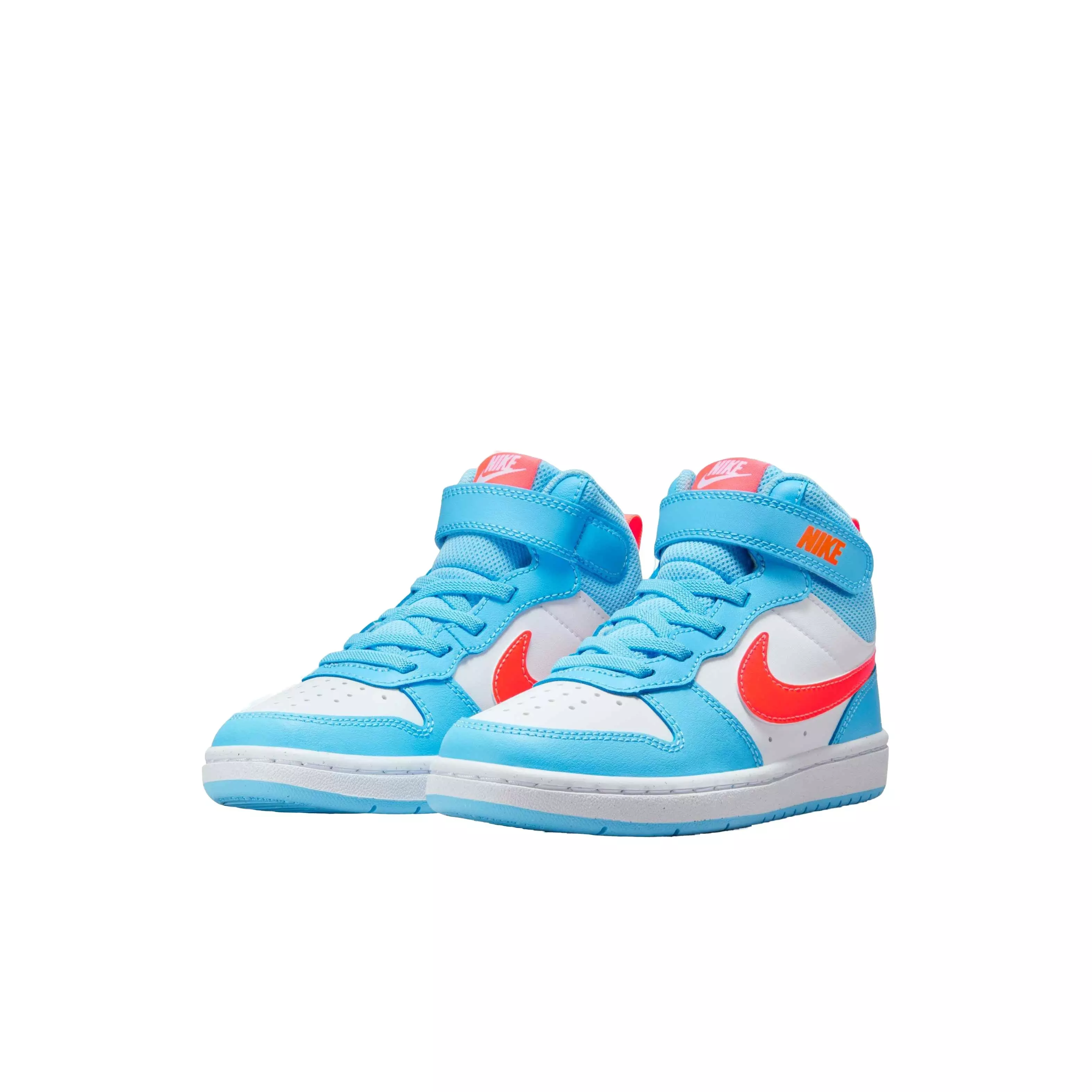 Nike Court Borough Mid 2 "Aquarius Blue/Total Orange/White" Preschool Boys' Shoe - BLUE/ORANGE/WHITE