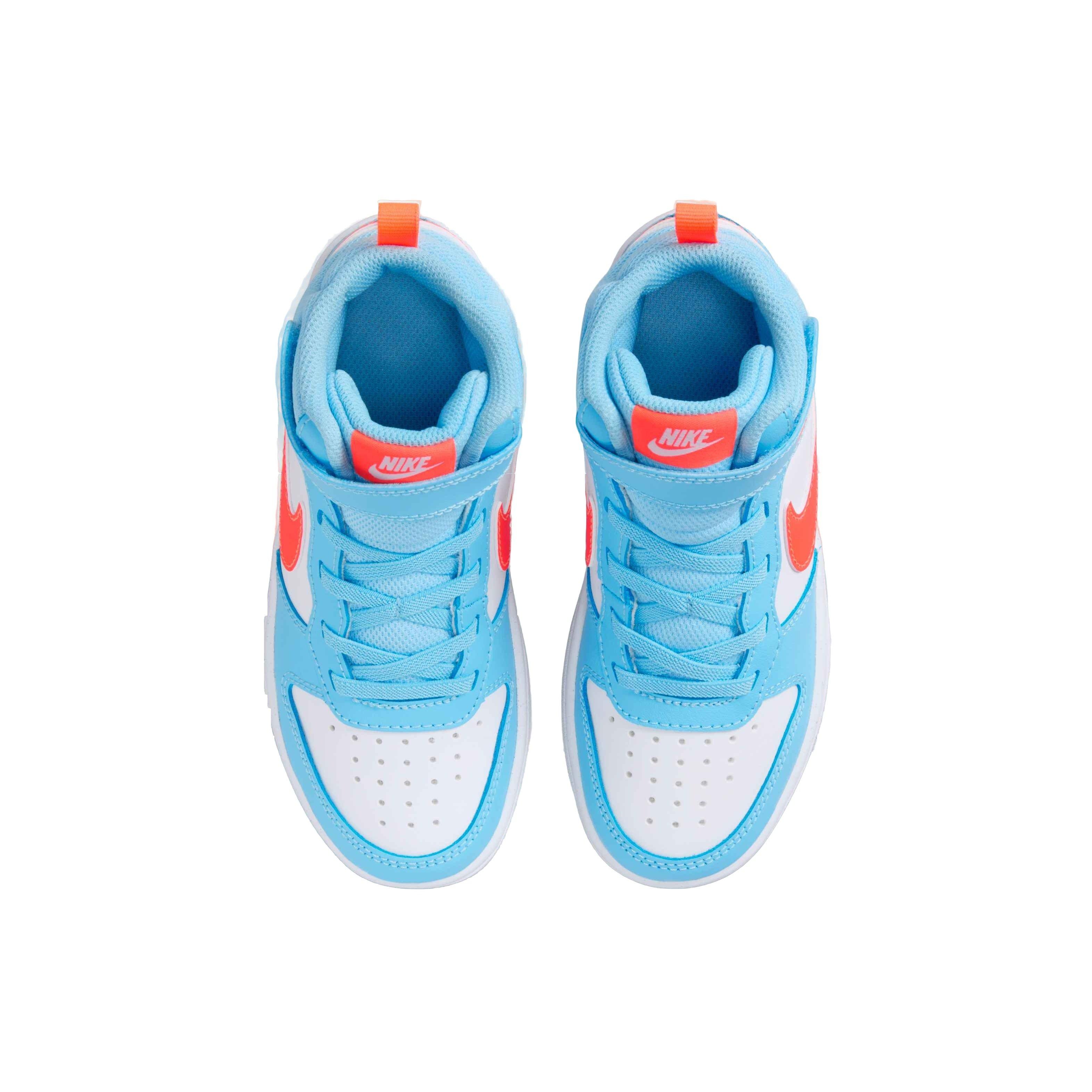 Nike Court Borough Mid 2 "Aquarius Blue/Total Orange/White" Preschool Boys' Shoe - BLUE/ORANGE/WHITE Thumbnail View 4
