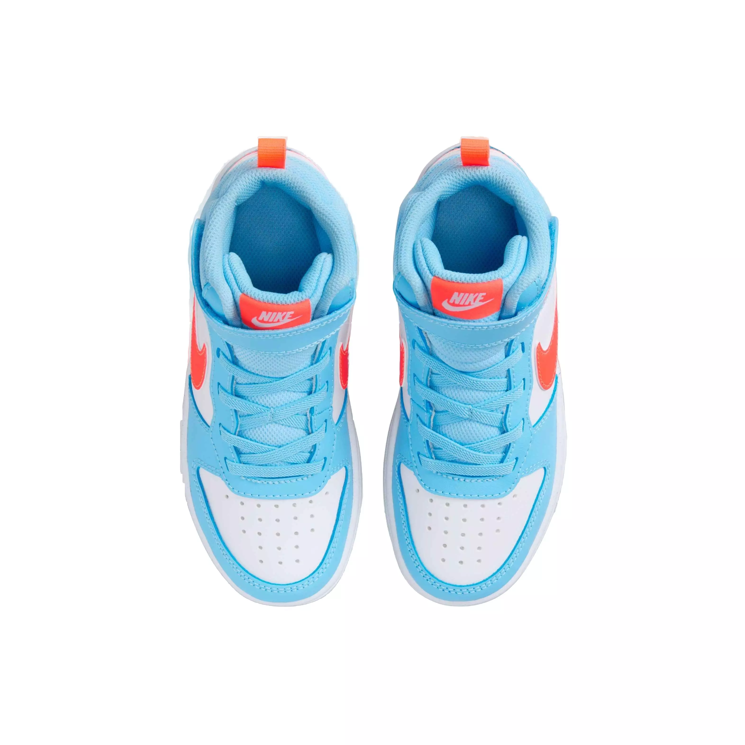 Nike Court Borough Mid 2 "Aquarius Blue/Total Orange/White" Preschool Boys' Shoe - BLUE/ORANGE/WHITE