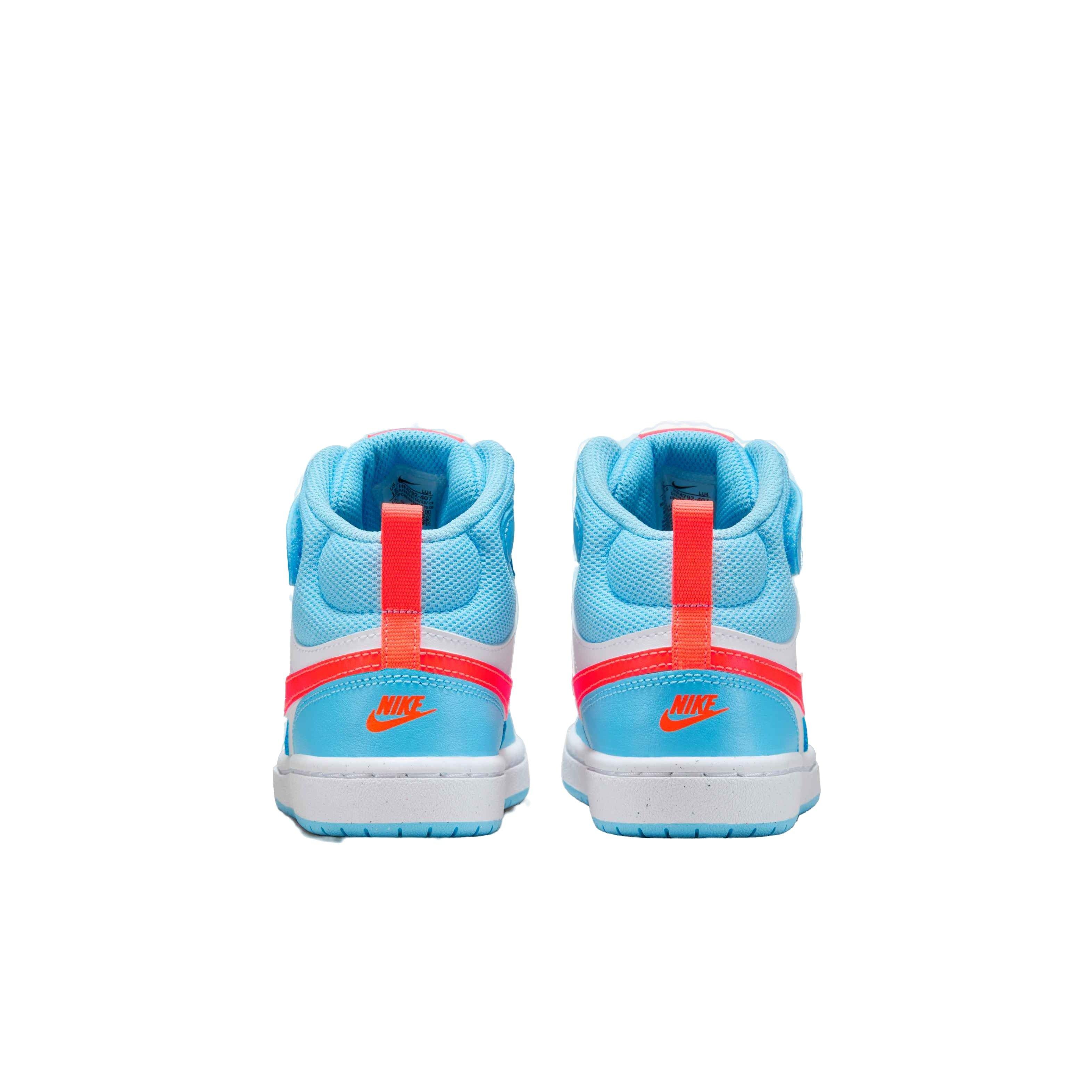 Nike Court Borough Mid 2 "Aquarius Blue/Total Orange/White" Preschool Boys' Shoe - BLUE/ORANGE/WHITE Thumbnail View 5