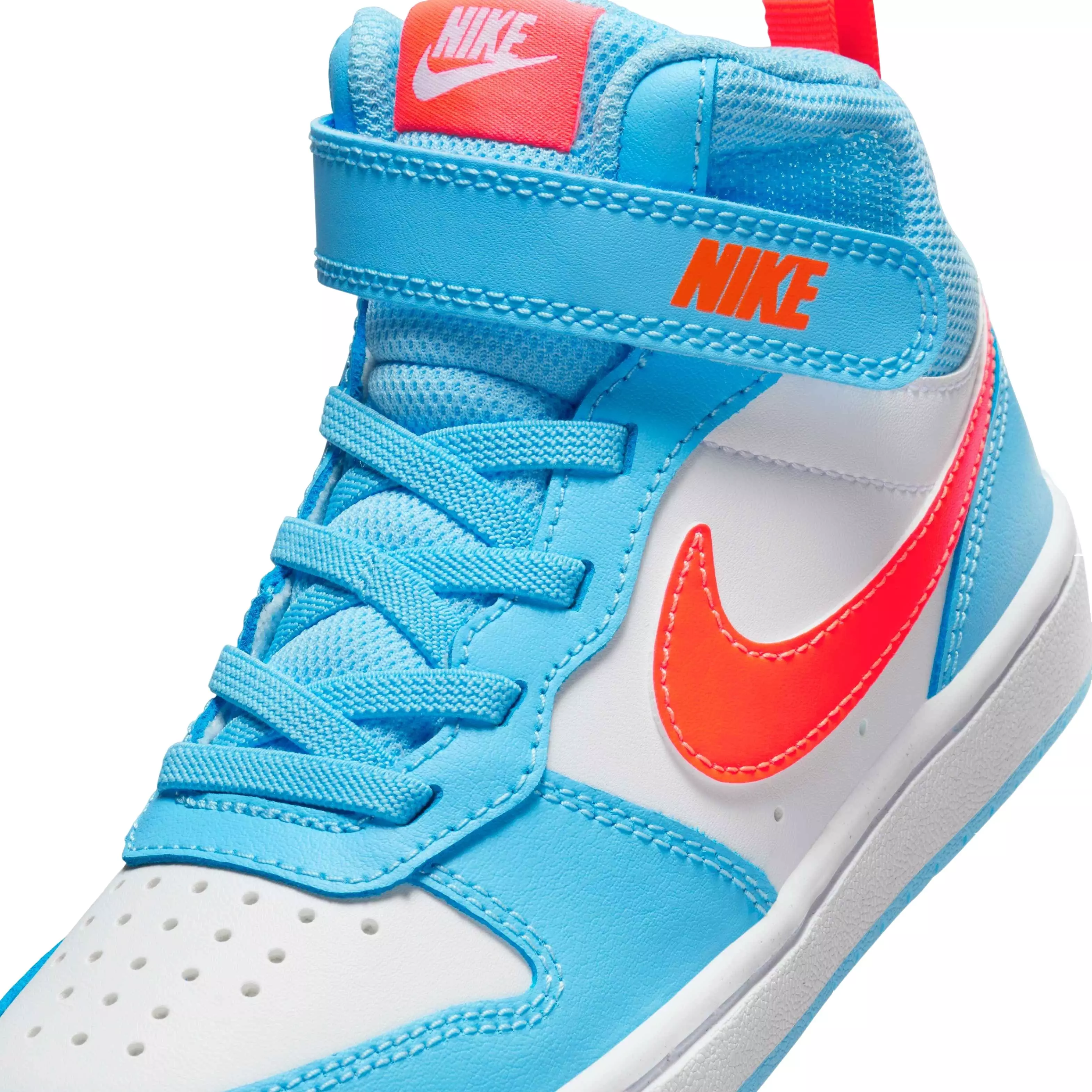 Nike Court Borough Mid 2 "Aquarius Blue/Total Orange/White" Preschool Boys' Shoe - BLUE/ORANGE/WHITE