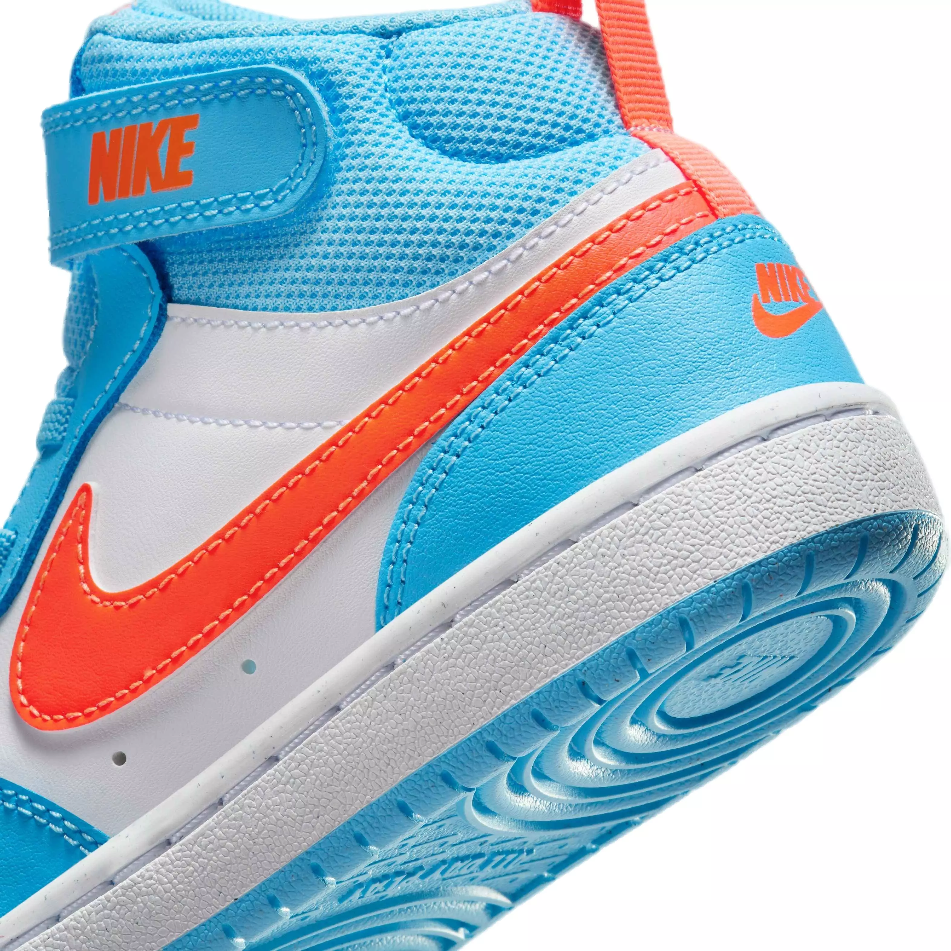 Nike Court Borough Mid 2 "Aquarius Blue/Total Orange/White" Preschool Boys' Shoe - BLUE/ORANGE/WHITE