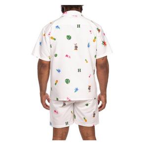 Hustle Gang Men's Tropic Leaves Woven Shirt - White