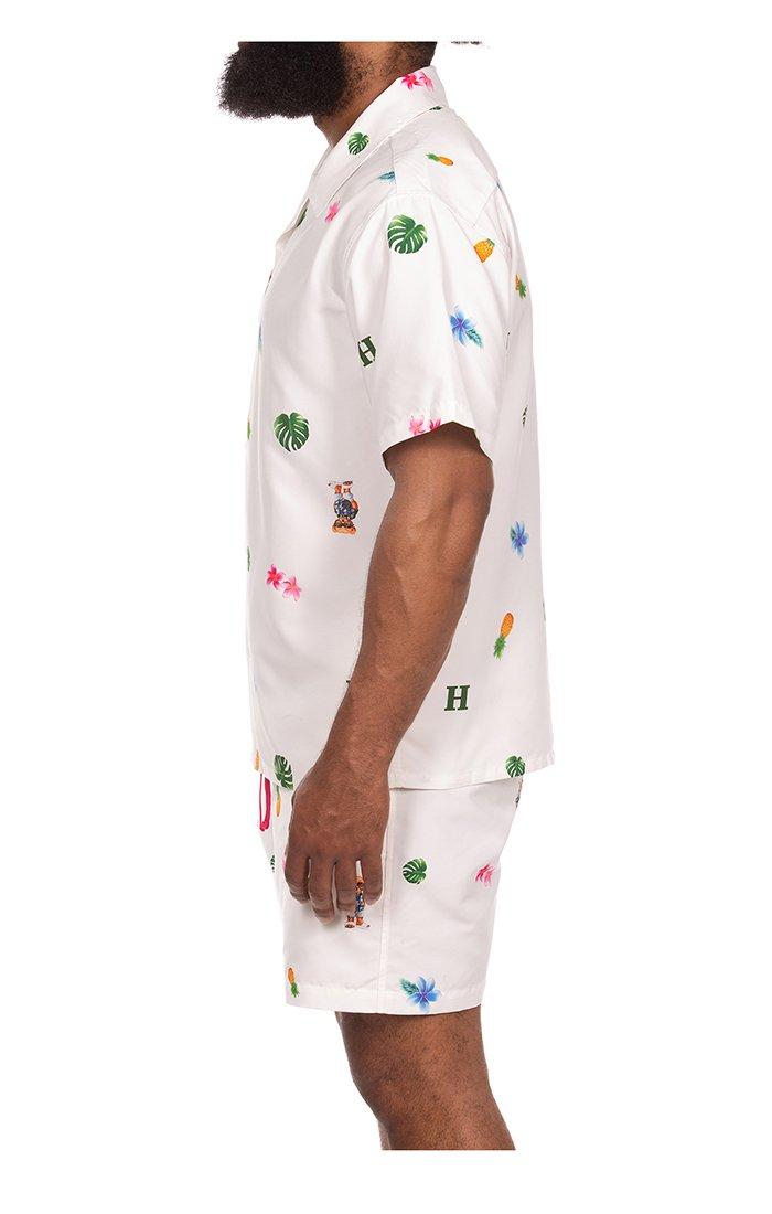 Hustle Gang Men's Tropic Leaves Woven Shirt - White - WHITE Thumbnail View 4