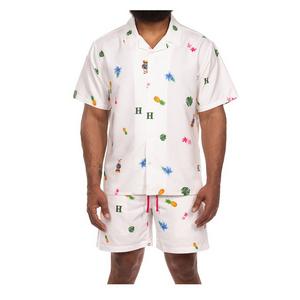 Hustle Gang Men's Tropic Leaves Woven Shirt - White