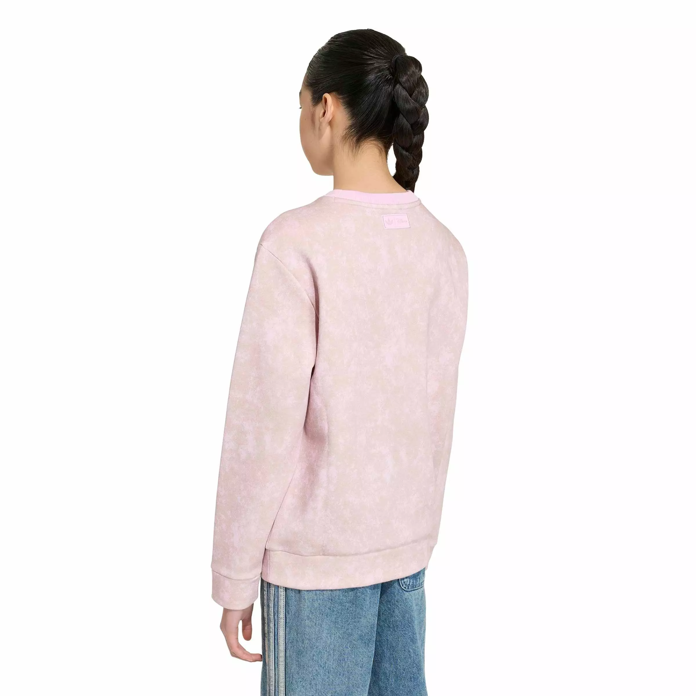 adidas Originals Big Girls' Disney Villains Loose Washed GFX Crew Sweatshirt - Orchid Fusion - ORCHID FUSION