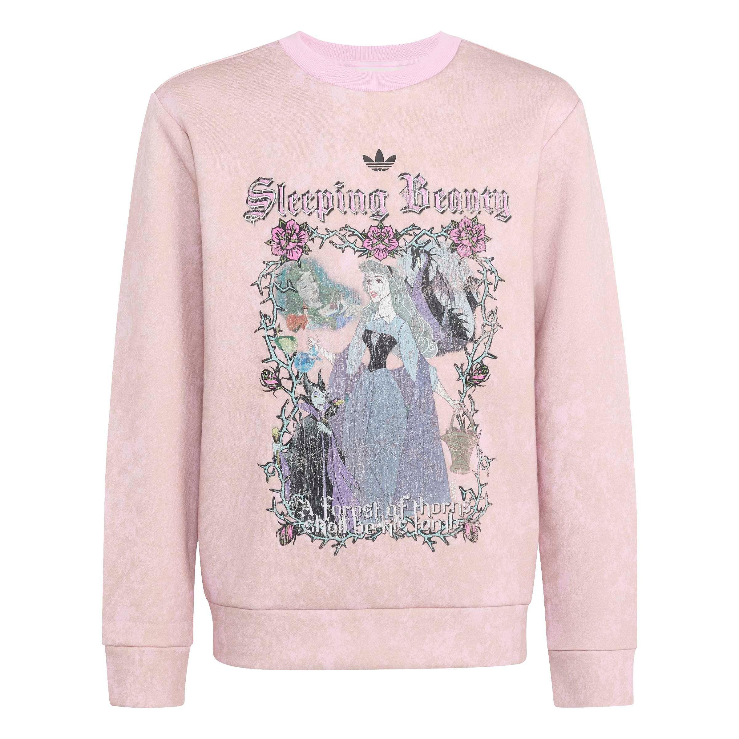 adidas Originals Big Girls' Disney Villains Loose Washed GFX Crew Sweatshirt - Orchid Fusion - ORCHID FUSION