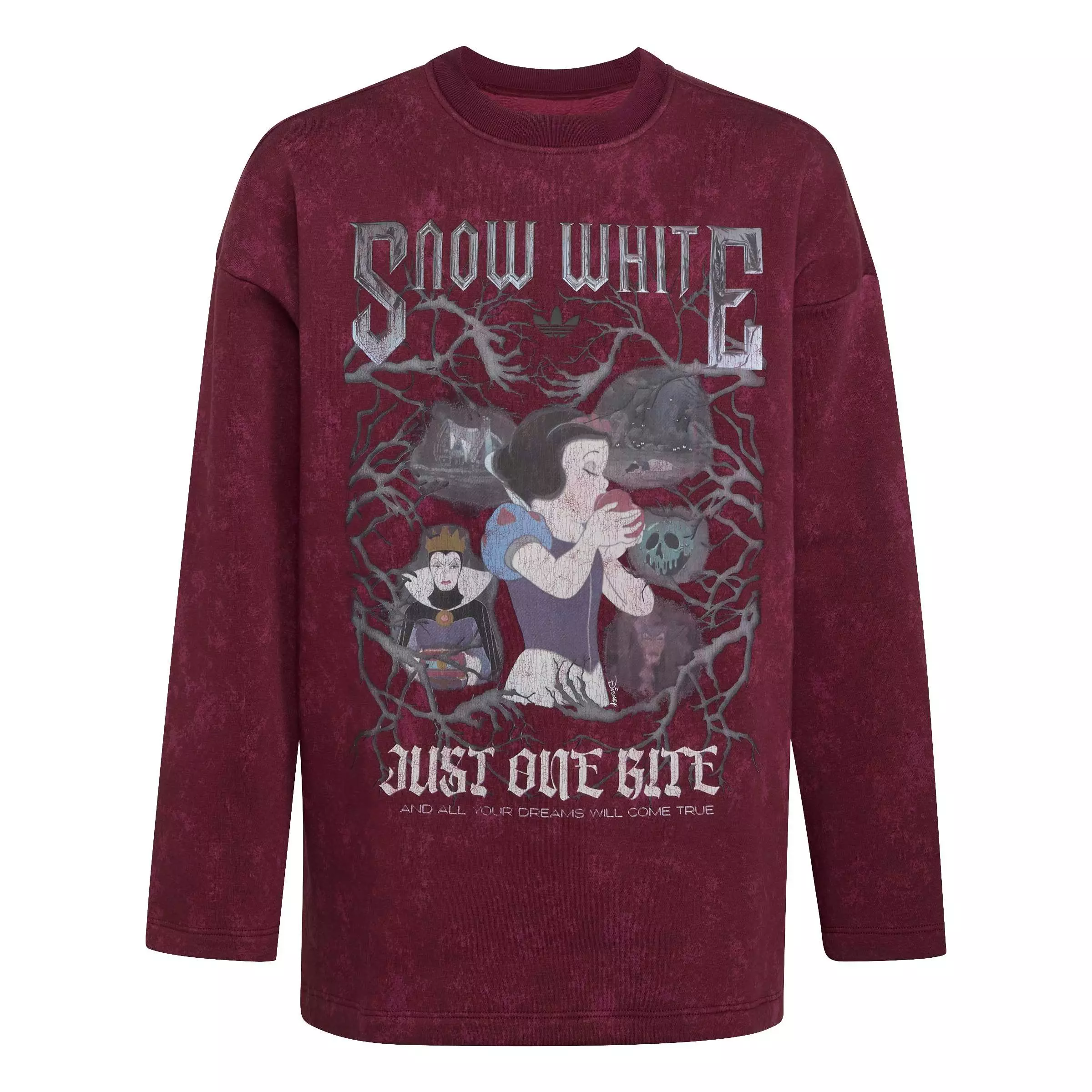 adidas Originals Big Girls' Disney Villains Oversized Washed Tee Shirt - Maroon - MAROON