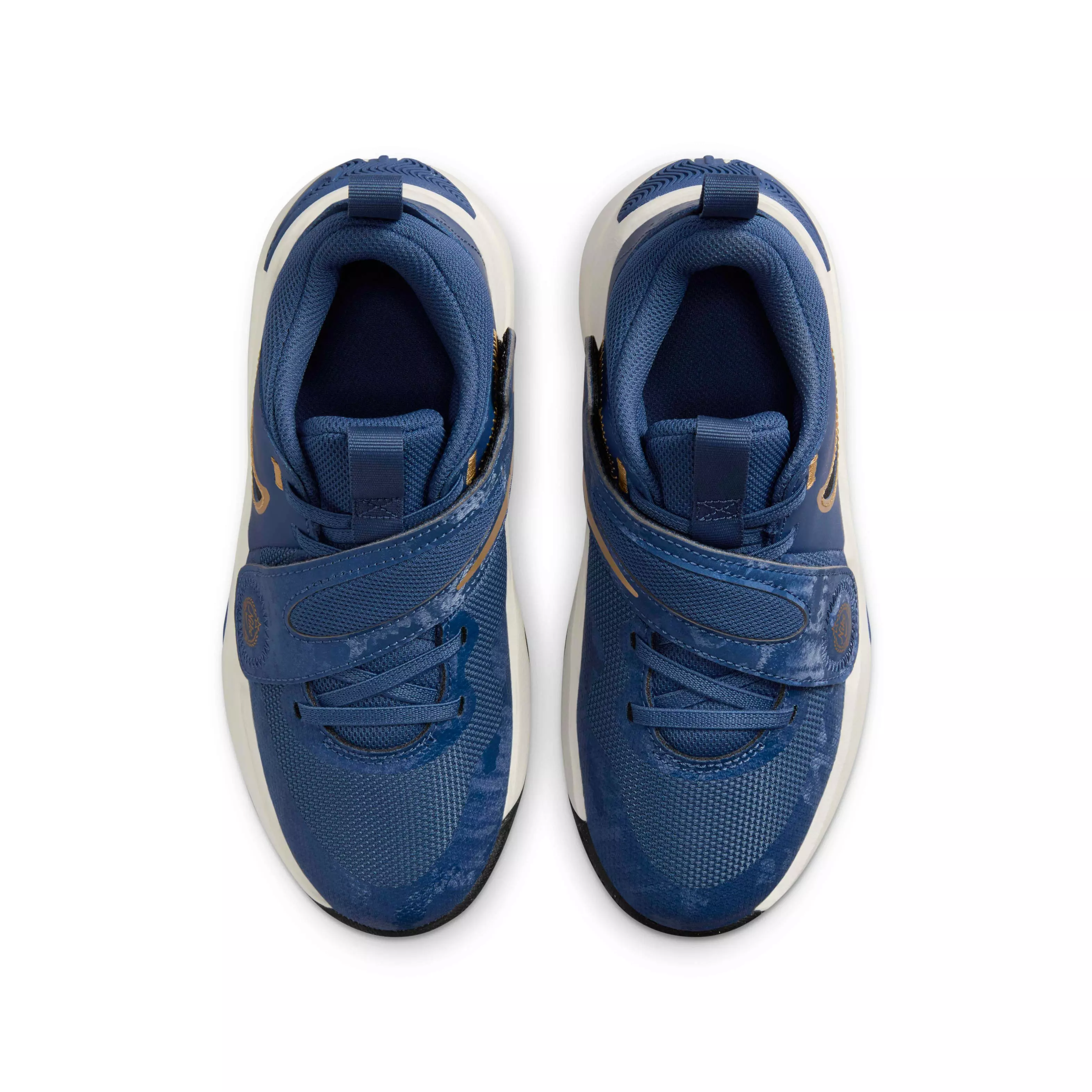 Nike Team Hustle D 11 "Mystic Navy/Pale Ivory/Metallic Gold/Black" Grade School Boys' Basketball Shoe - NAVY/IVORY/GOLD/BLACK